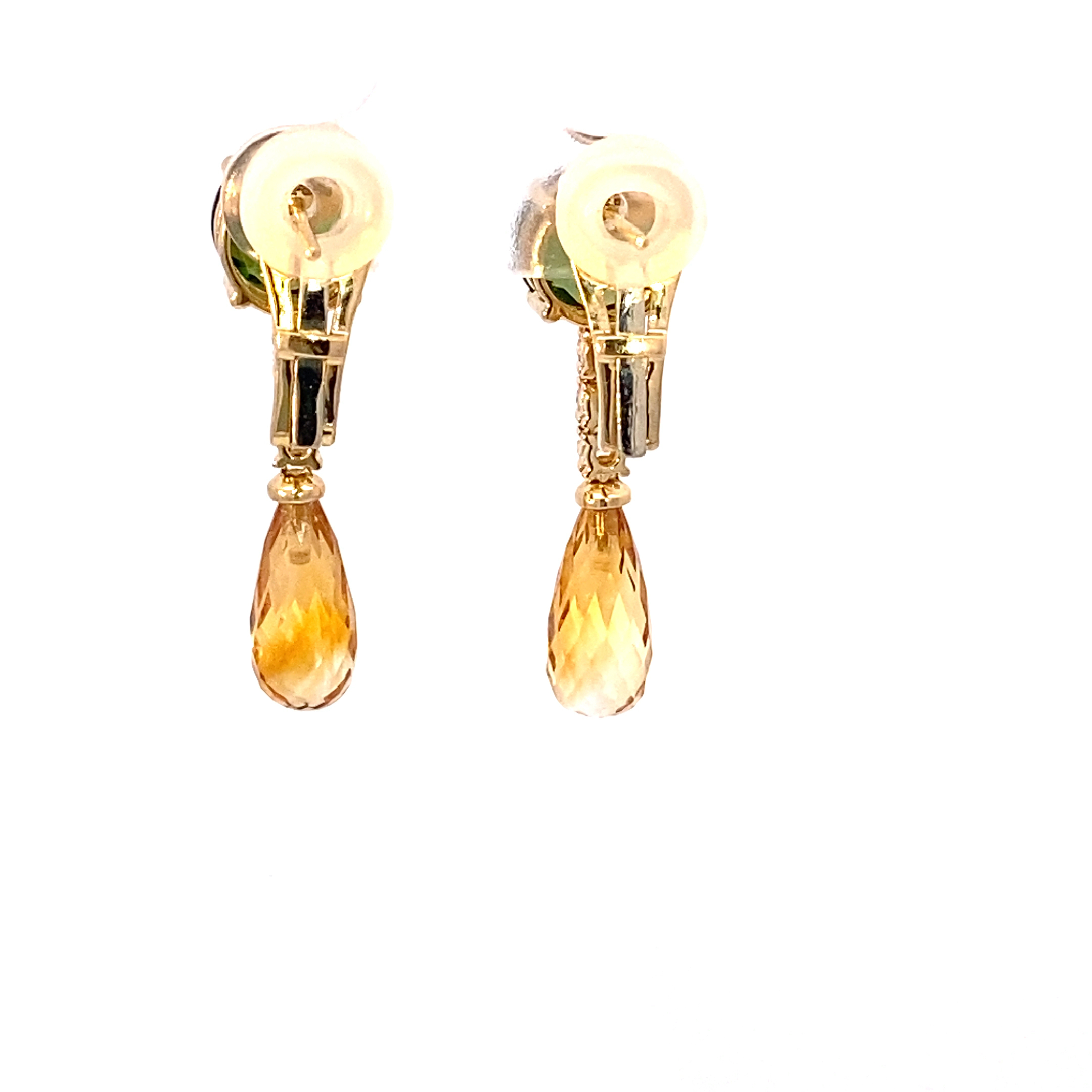 Tourmaline Citrine Brilliant Earrings 750 Yellow Gold Summer Festival mood