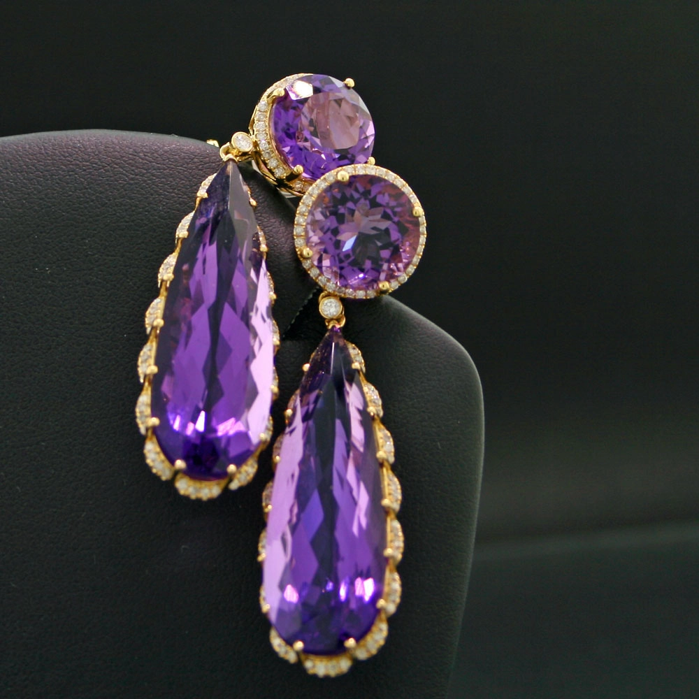 Amethyst-Brillant-Ohrstecker/Clip, 750/-GG., SW 5190.-EUR