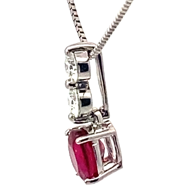 Ruby Solitaire Brilliant Petit Necklace 0.542 0.158 950 and Chain in 850 Platinum TOP Quality
