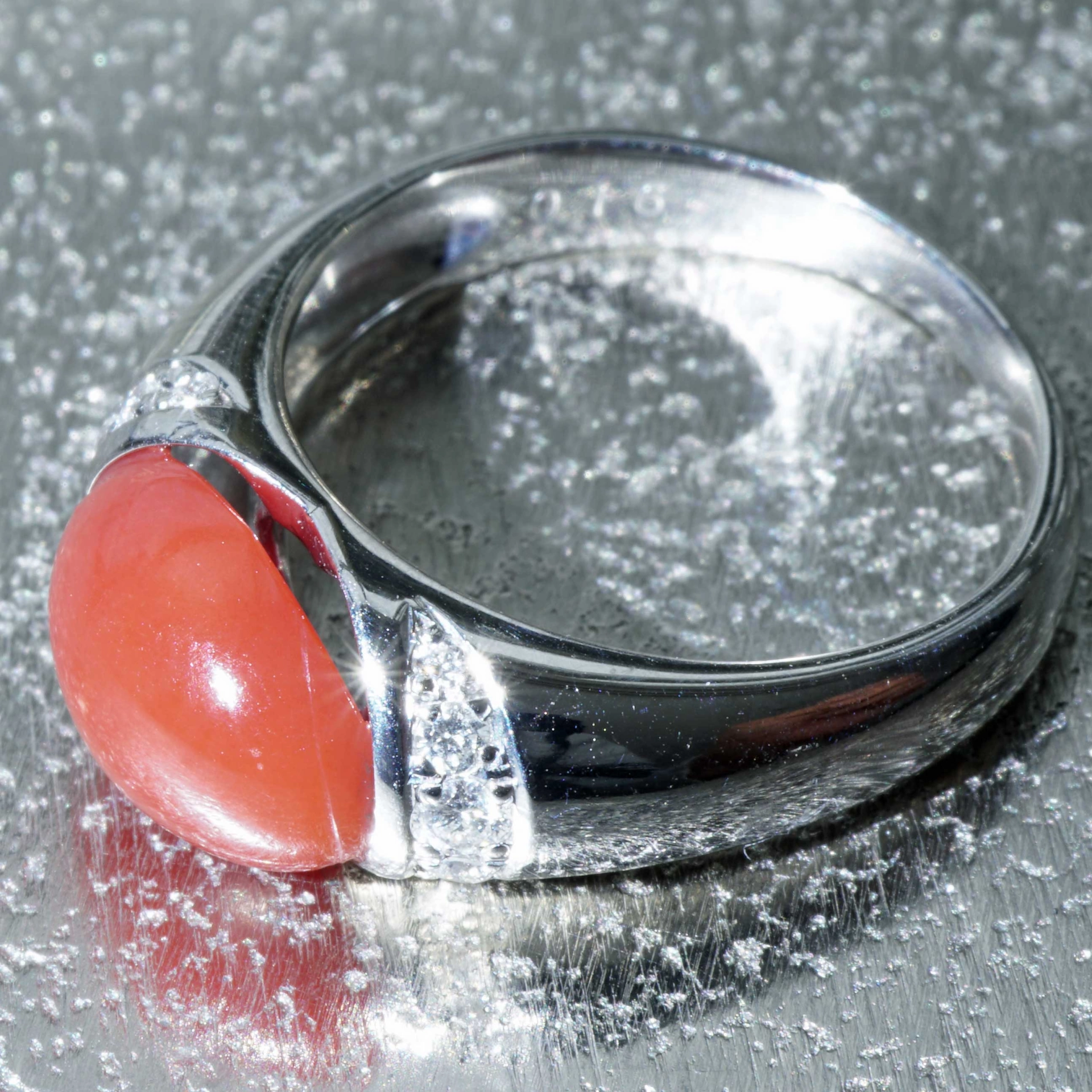 Sardegna Coral Brilliant Ring 900er Platinum AAA+ TW Loupeclean