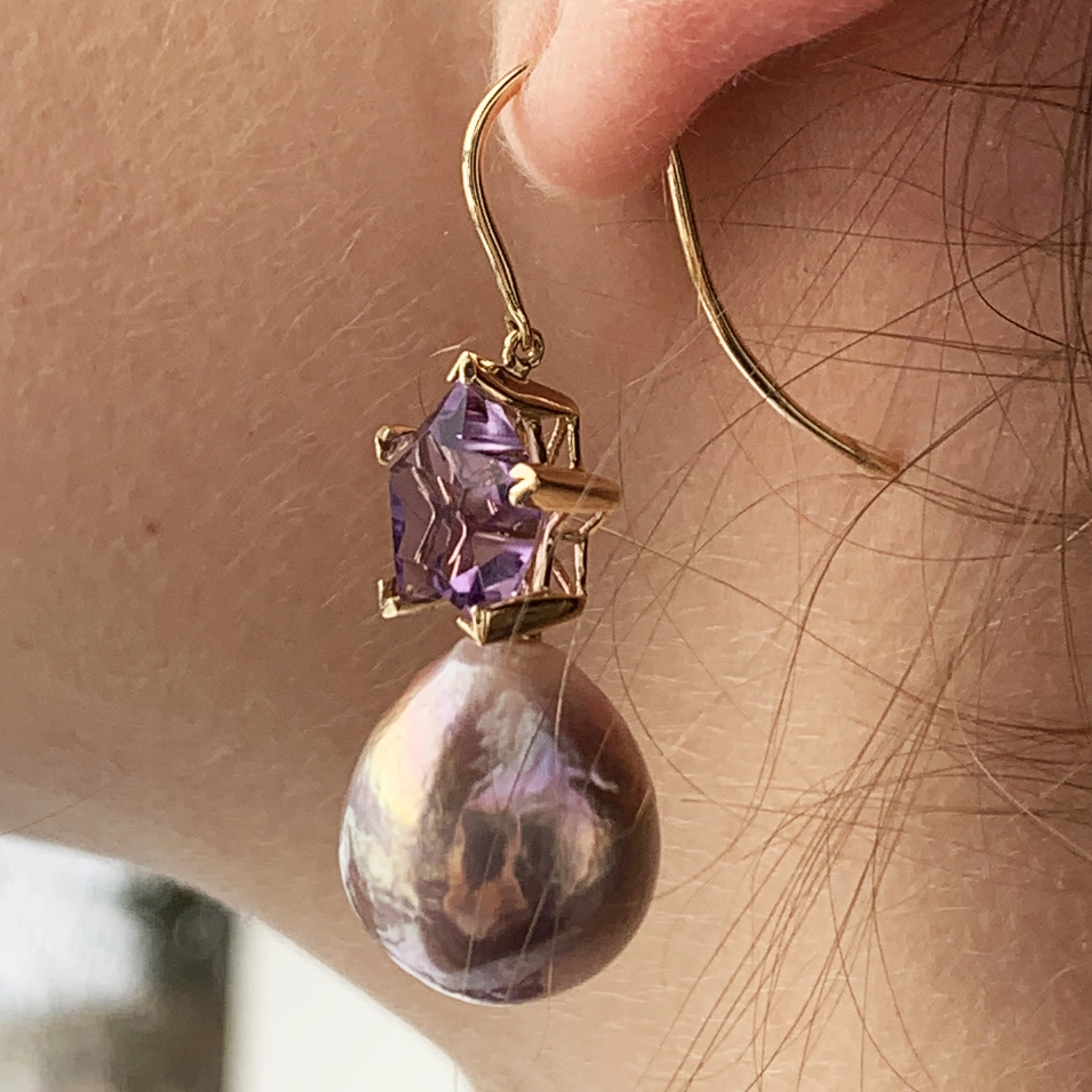 Amethyst Zuchtperl Ohrhänger Lüster top 750er Rosegold ... be my star