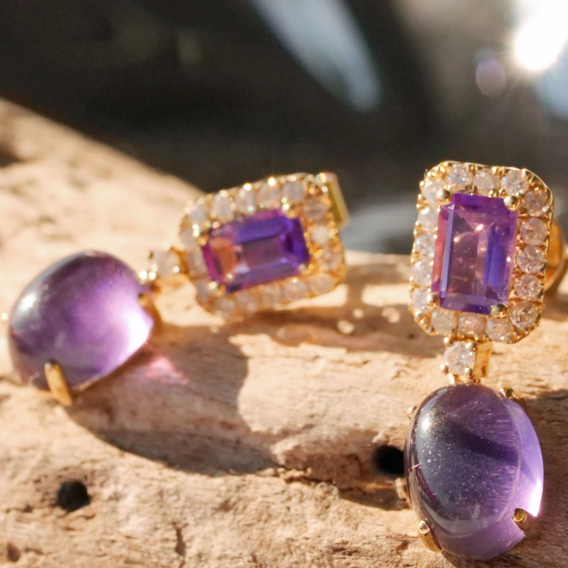 Amethyst Brilliant Earrings 4.60 ct 0.40 ct ....Color Purple to fall in Love
