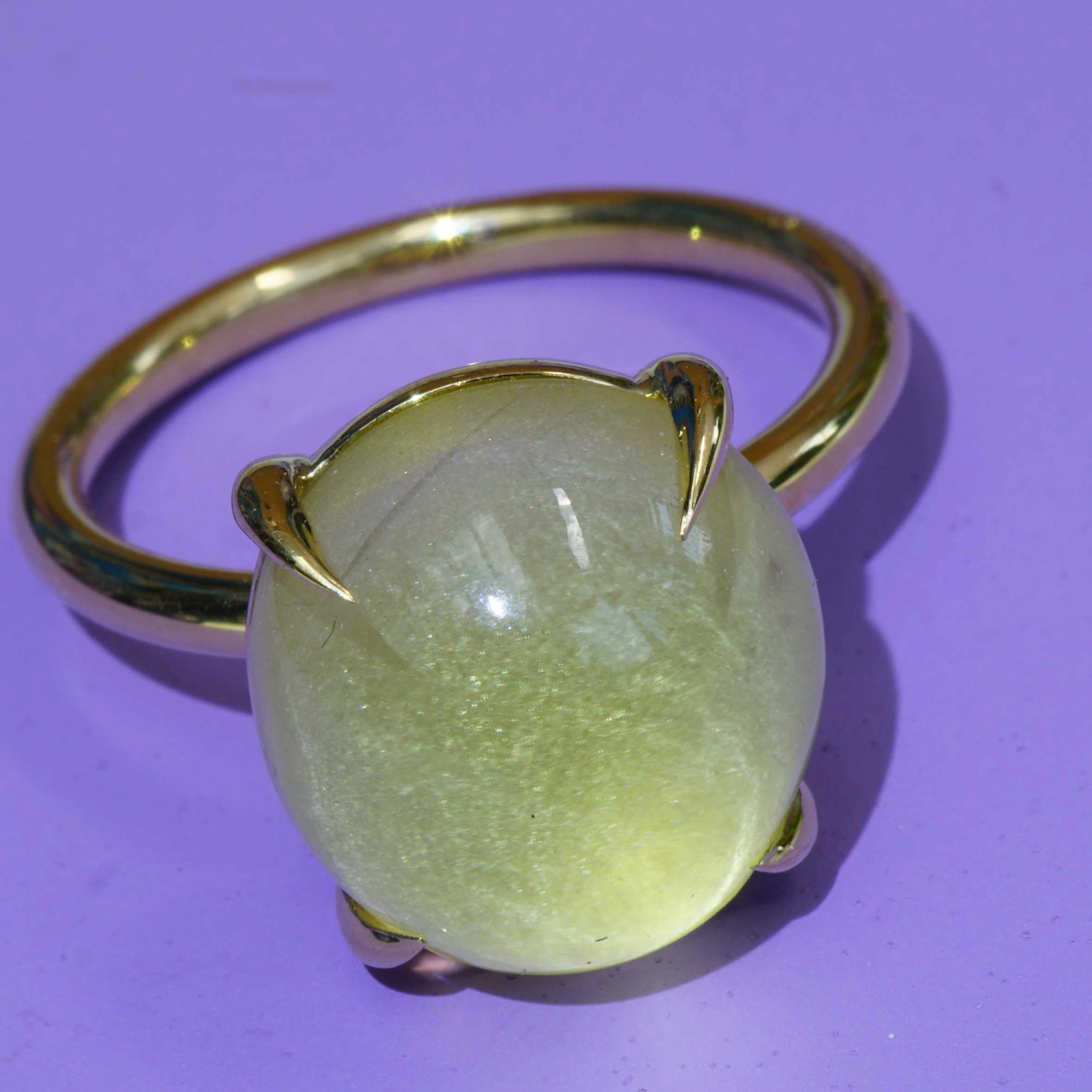 Lemon Quartz Ring 13x12 mm 18kt Yellow Gold...perfect Combination Ring