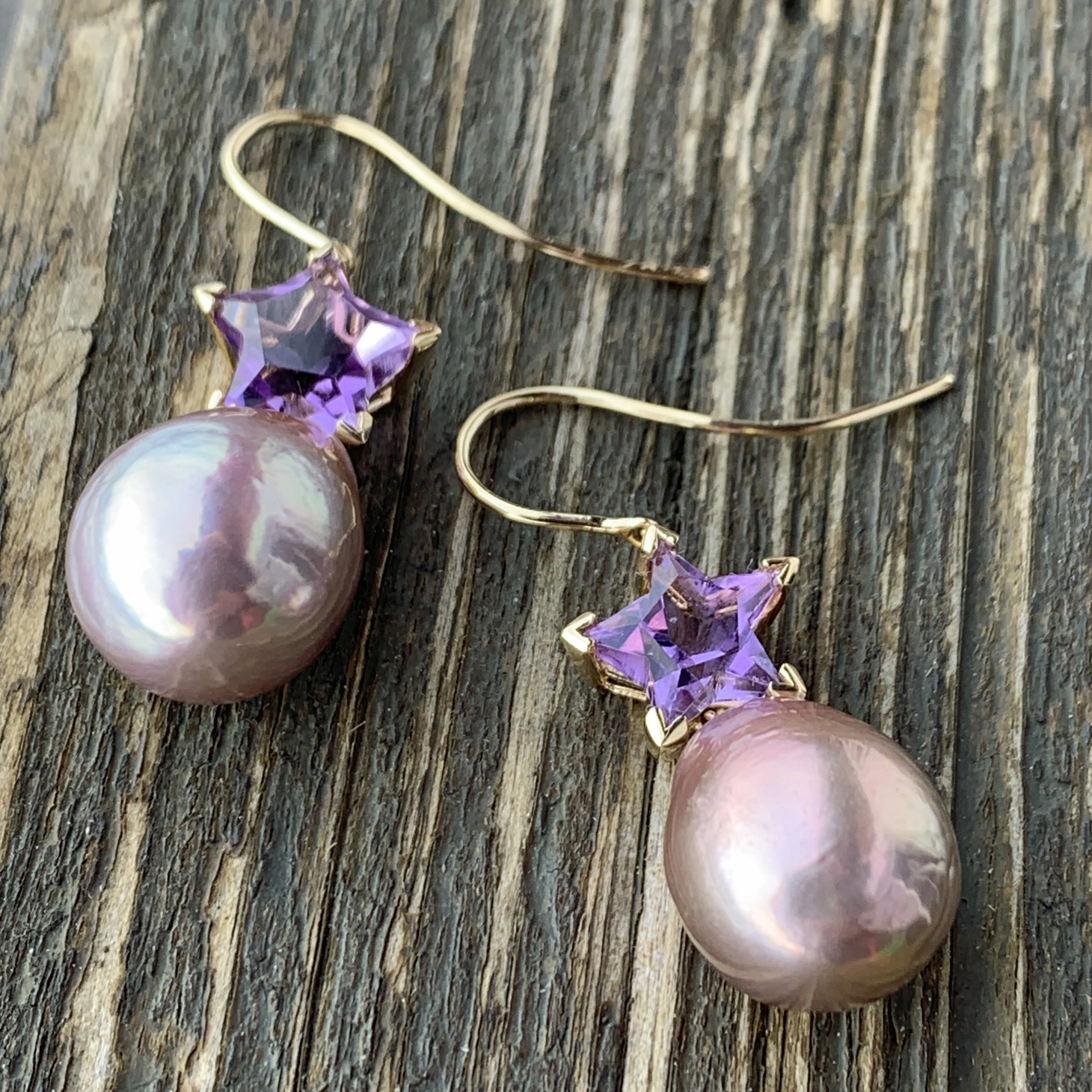 Amethyst Zuchtperl Ohrhänger Lüster top 750er Rosegold ... be my star