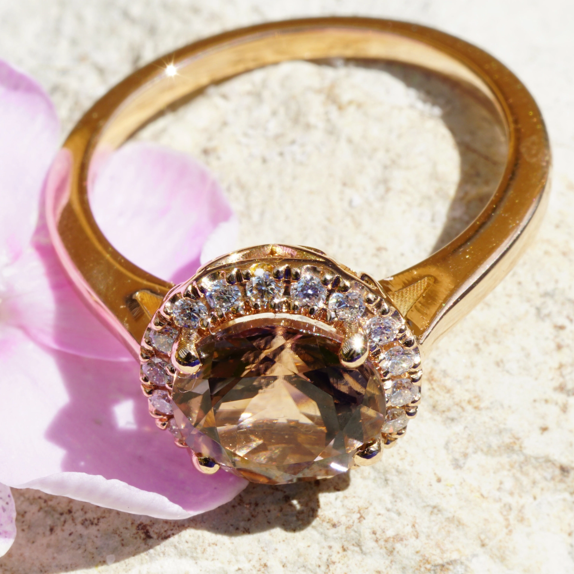Turmalin Ring 18 kt Rosegold made in Valenza Springcolors