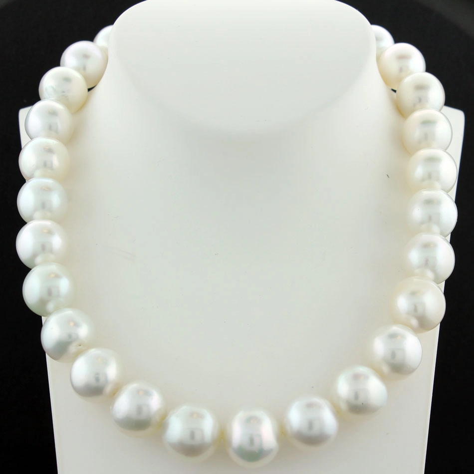 Südsee Zuchtperl Collier 13-15,3 mm weiß rund-l.unrund