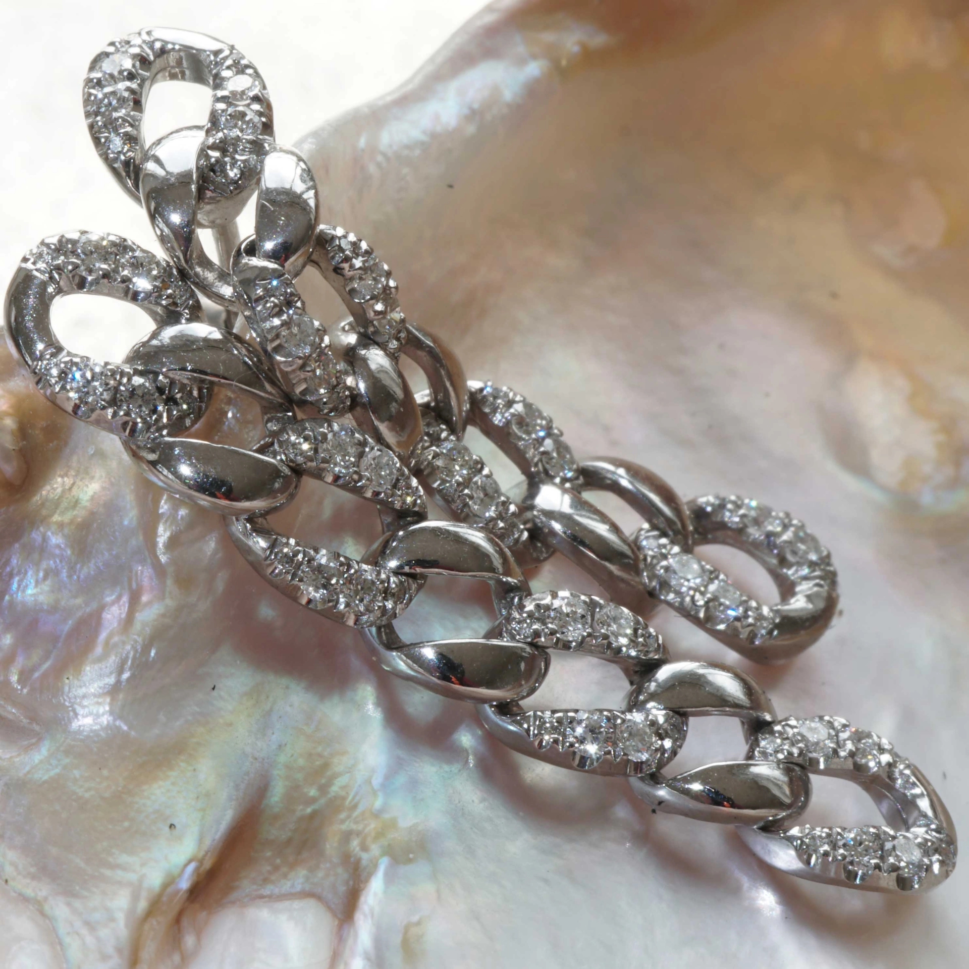 Brilliant Earrings with Studs Armor Links 0.26 ct 18 kt White Gold...fits great to Gold Jewellery