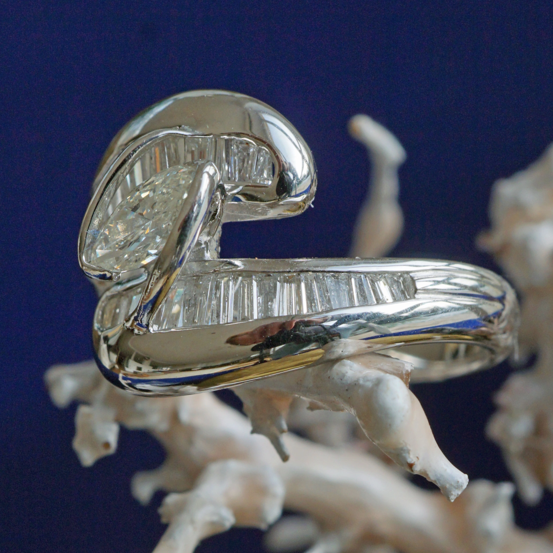 Marquise Diamond Ring Platinium over 1 ct Diamonds...very noble