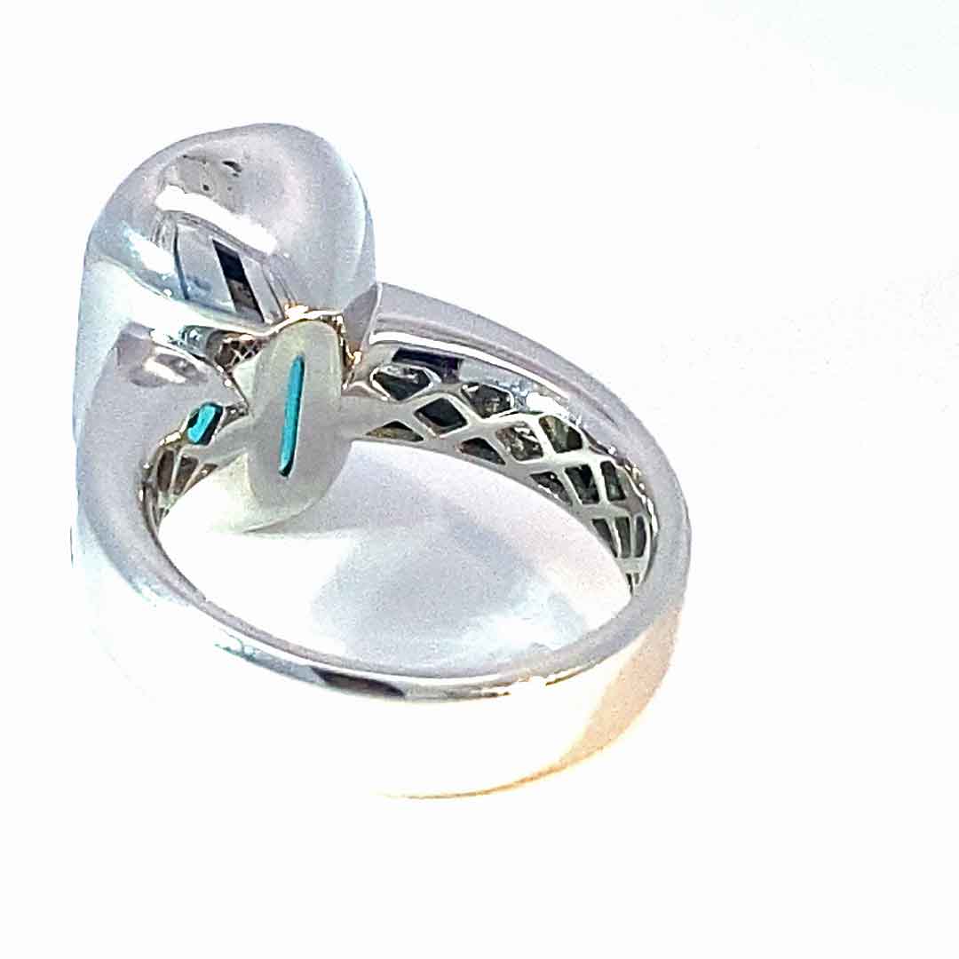 Tourmaline Diamond Ring 750 White Gold Neon Blue Tiffany Blue Afghanistan 8.05 ct Investment Gemstone Rare