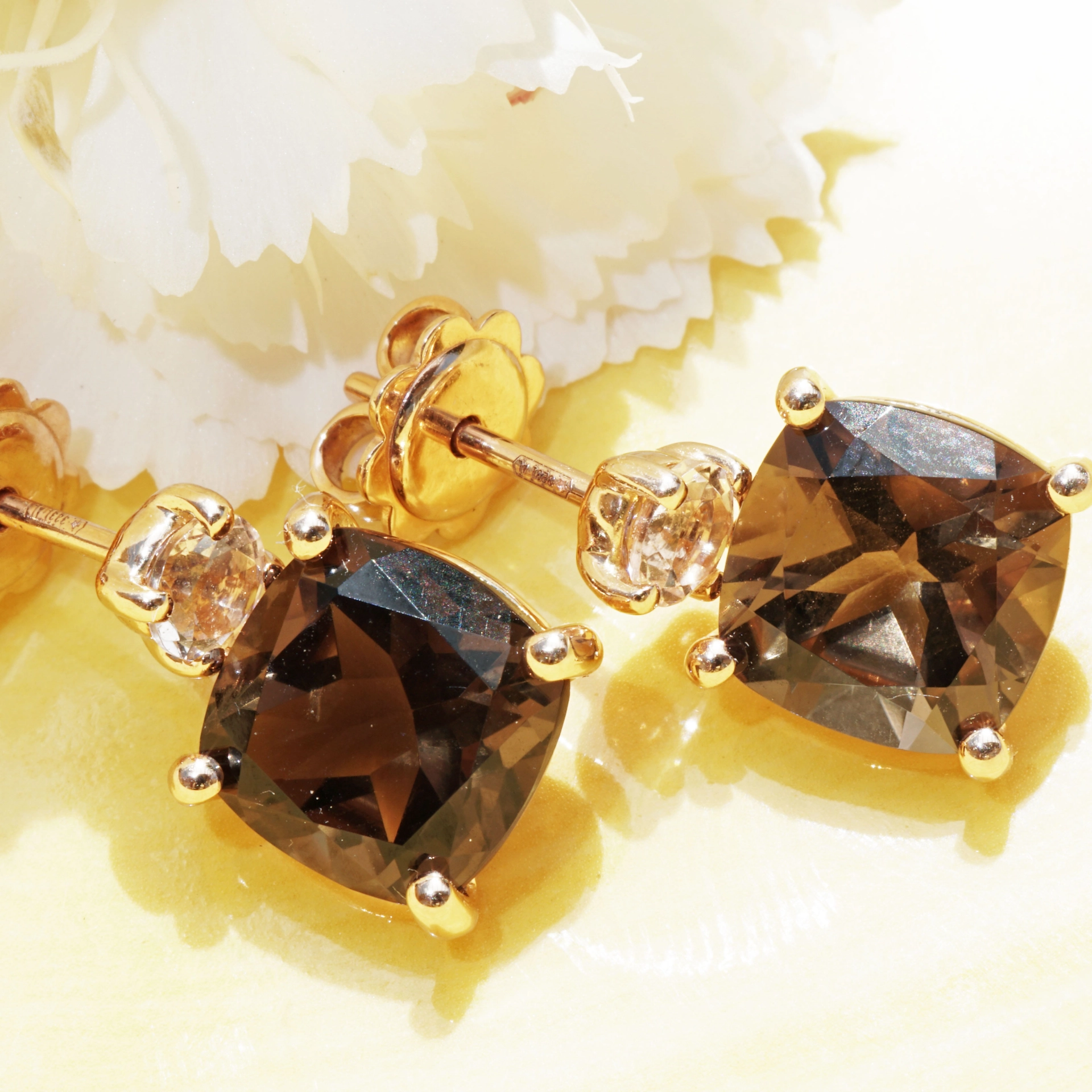 Brown Smokeyquartz and Morganite....ideal Kombination with Rosegold