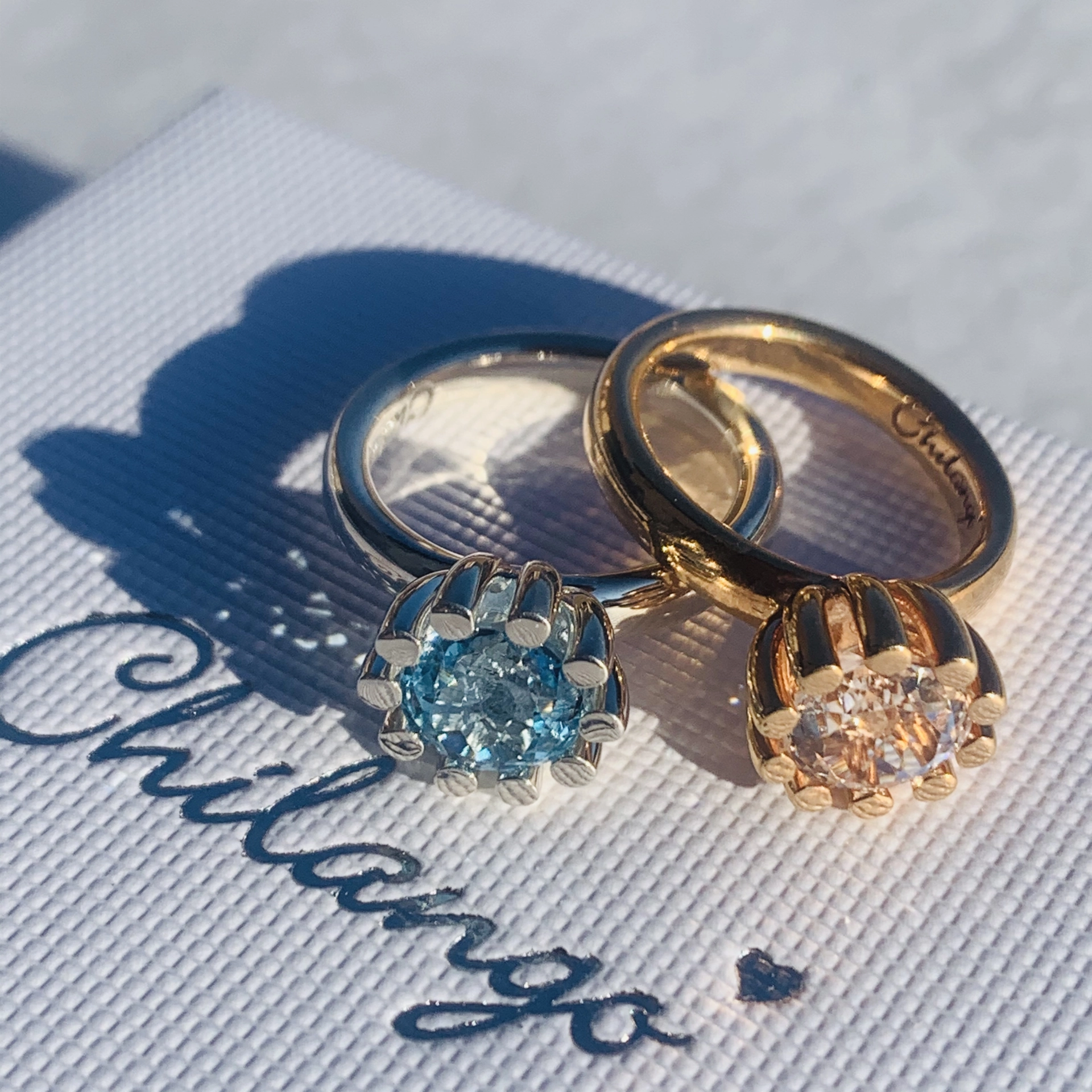 CHILANGO RING Grand Palais rock crystal 925 silver rose gold-plated new with original solid case