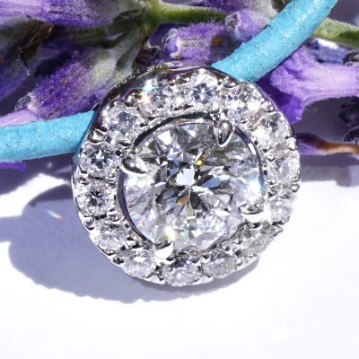Pendant 18 kt White Gold Round full cut Brilliant 1.00 ct E  SI1  GIA report