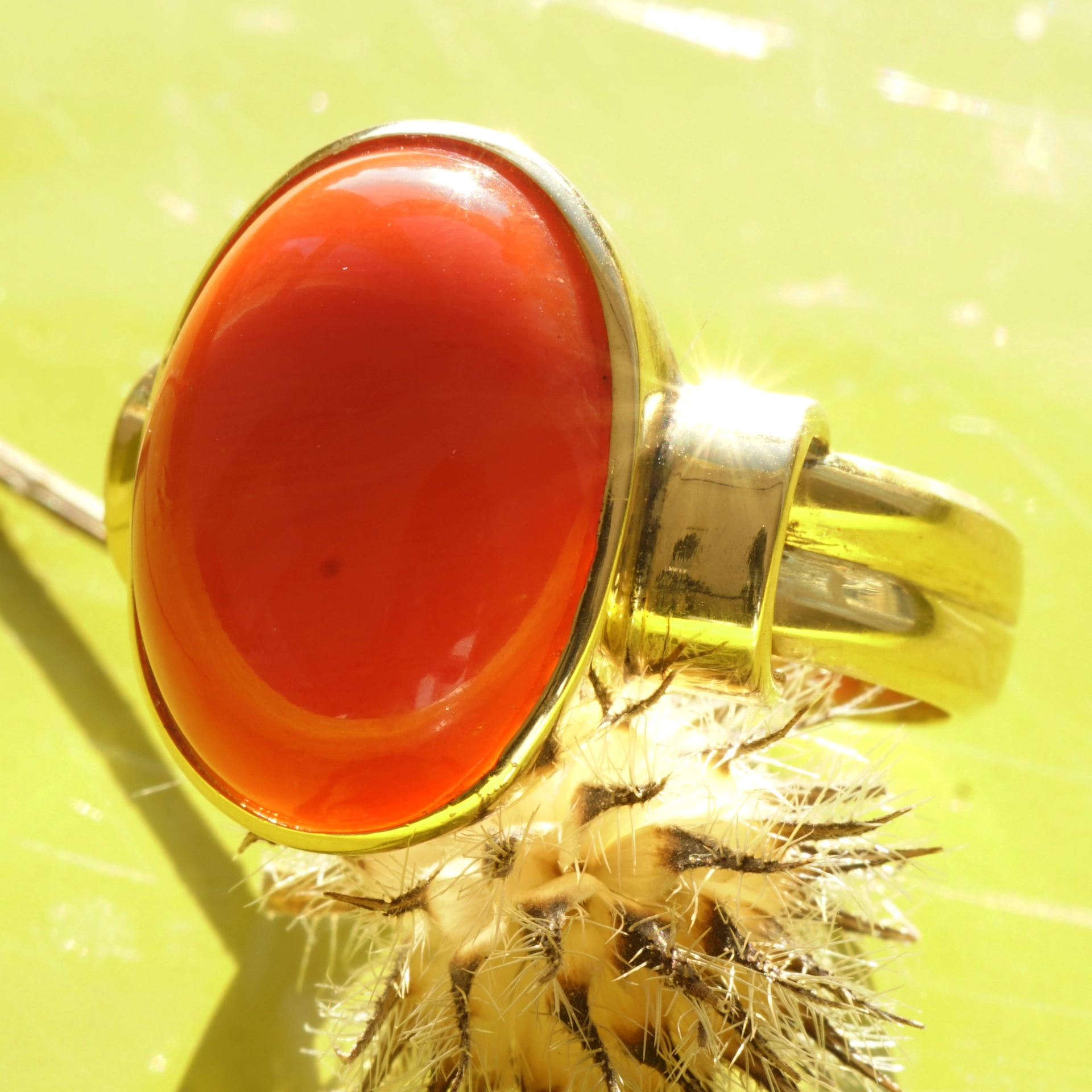 Sardegna Korall Ring 585er Gelbgold Vintage Mittelmeer Koralle 60er Jahre
