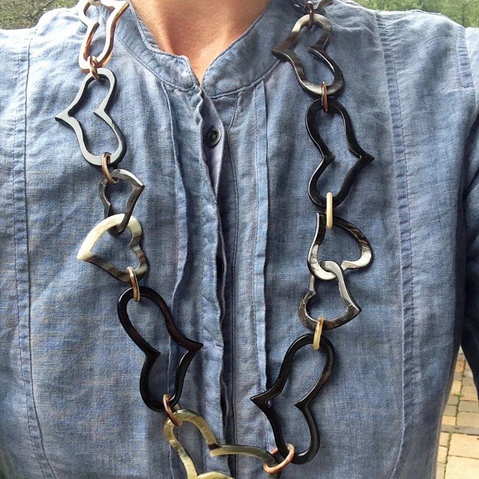 Long Horn Chain...Hearts....modern...75 cm