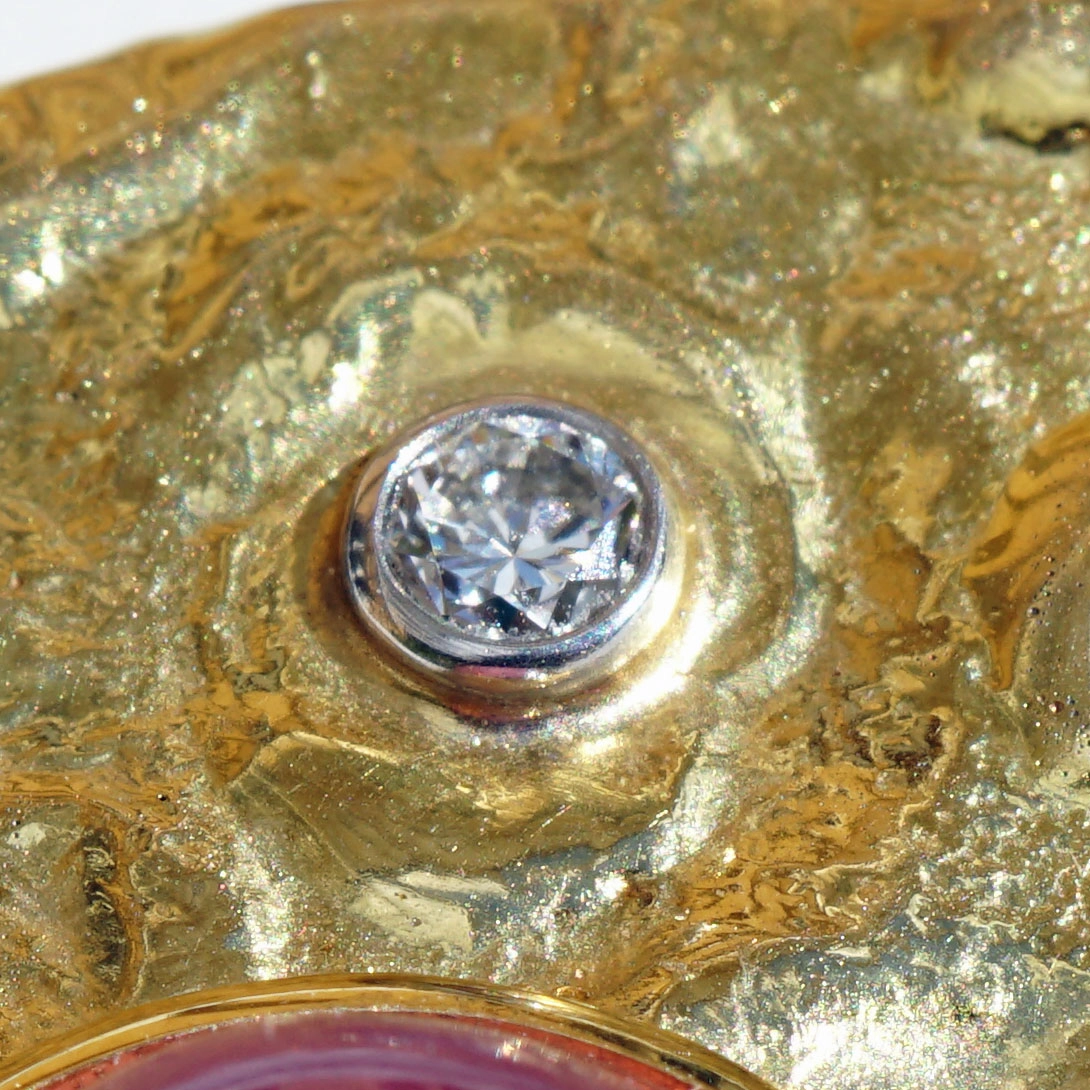Turmalin Brillant Anhänger 585er Gelbgold massive Handarbeit 12 Gramm