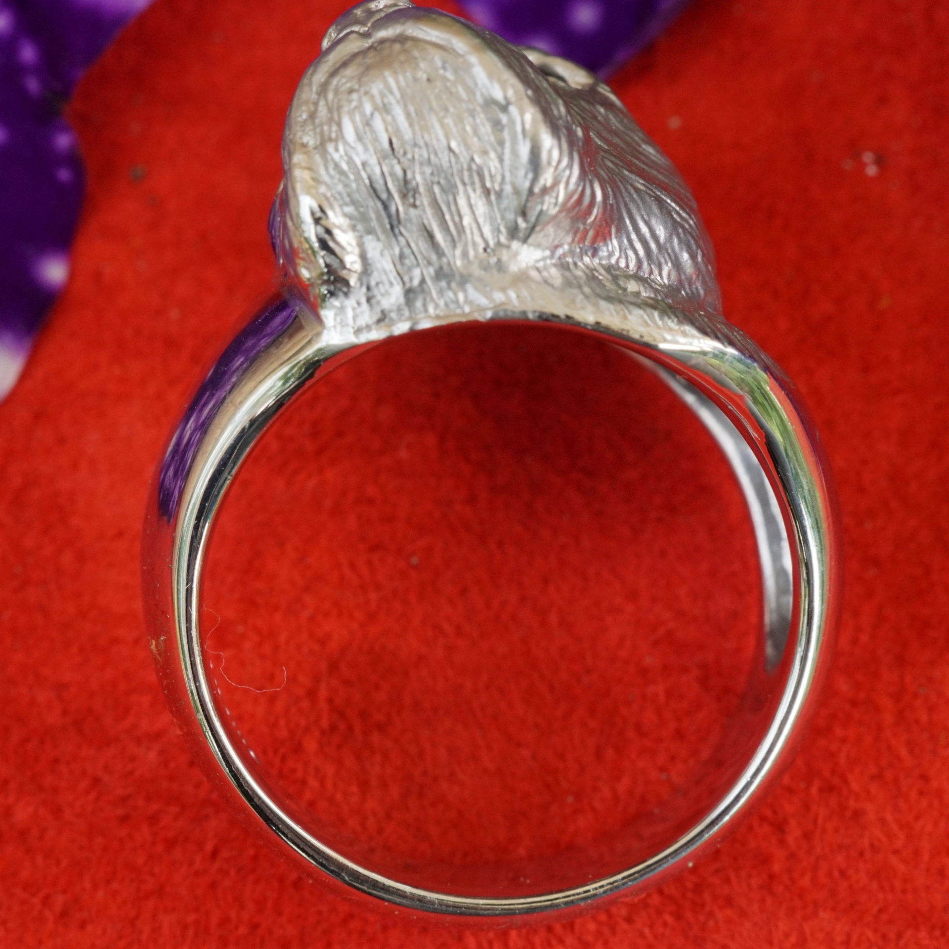 Animal Motif Ring...so cute, a Boxer Dog Head 14 kt White Gold