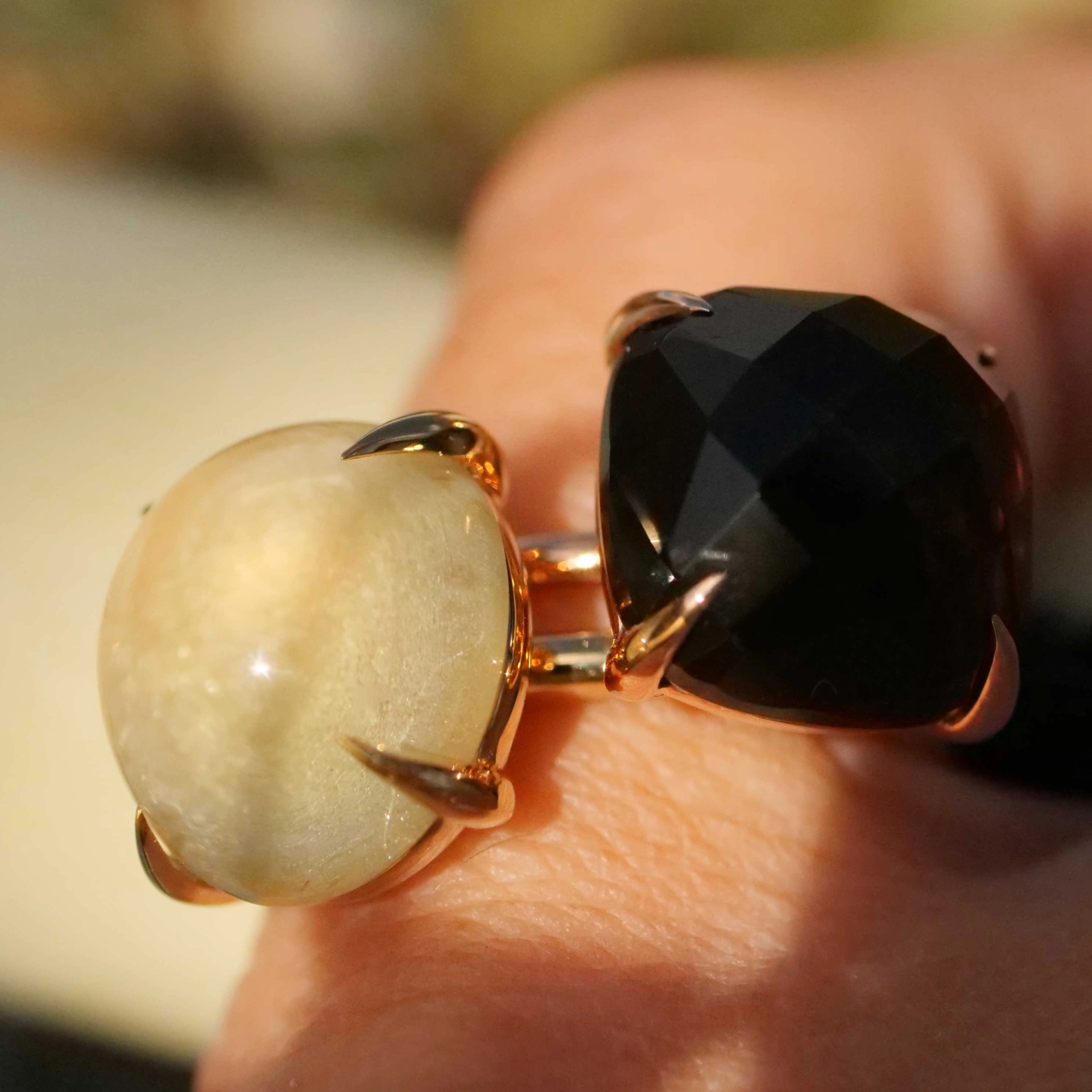 Smoky Quartz Ring 12x12 mm 18kt Rosegold..perfect Combination Ring