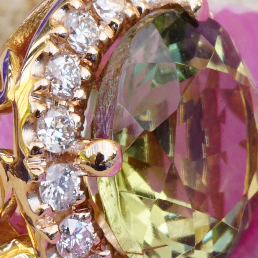 Turmalin Ring 18 kt Rosegold made in Valenza Springcolors