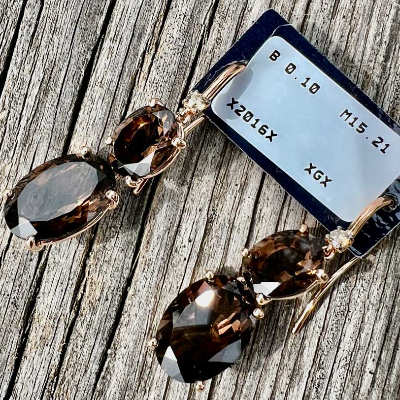 Brown Smokeyquartz and Diamonds....ideal Kombination with Rosegold