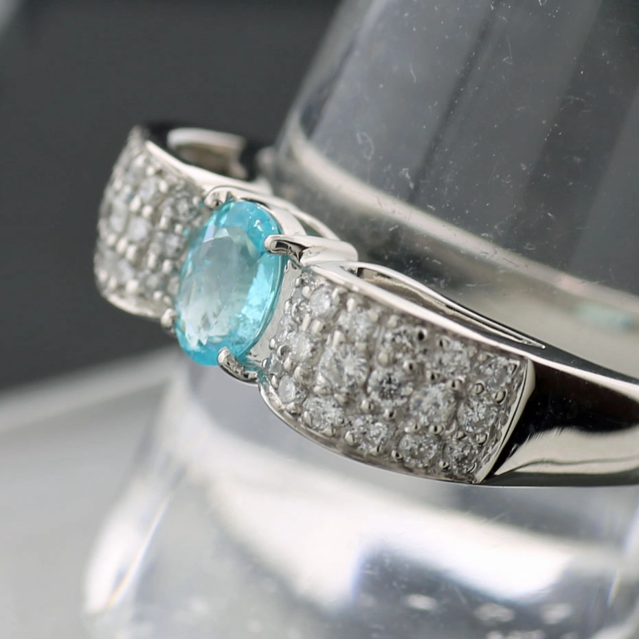 *TOP Selection* Paraiba Brillant Ring 0.31 ct/0.30ct 900er-Platin
