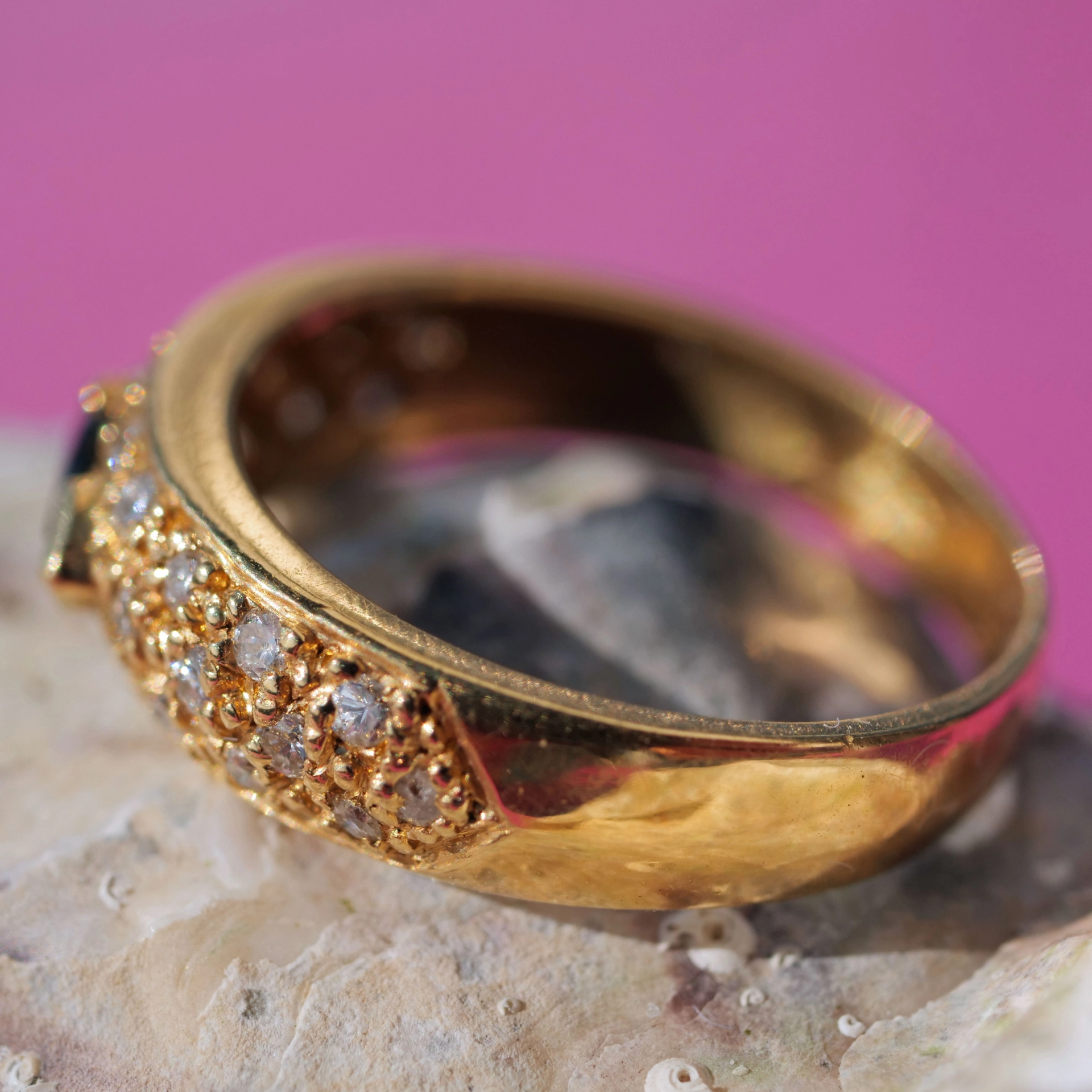 Ruby Brilliant Ring 18 kt Yellow Gold new and handmade