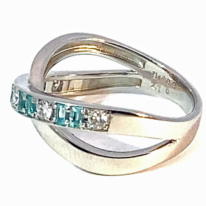 TOP Selection Paraiba Brilliant Ring 0.17 ct 0.16ct 950 Platinum with particularly pure Gemstones