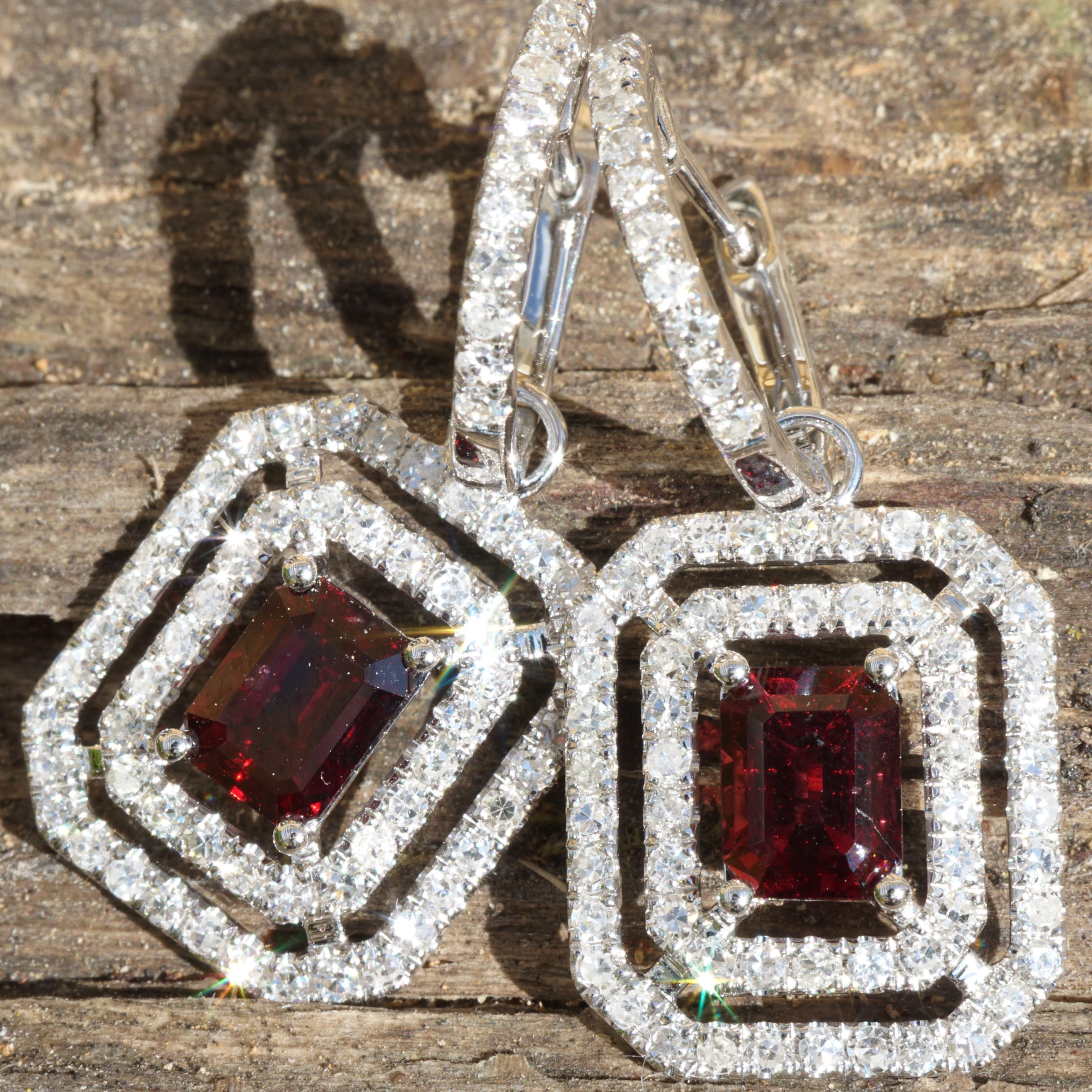 Spinel Diamond Earrings from Burma...a Temptation...rare red Spinell