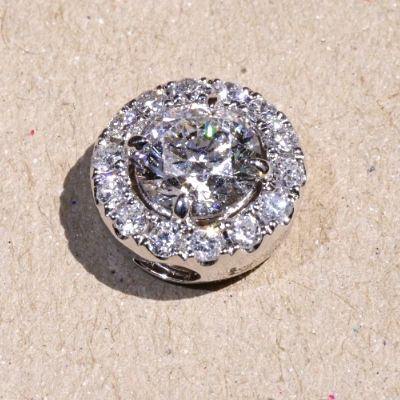 Pendant 18 kt White Gold Round full cut Brilliant 1.00 ct E  SI1  GIA report