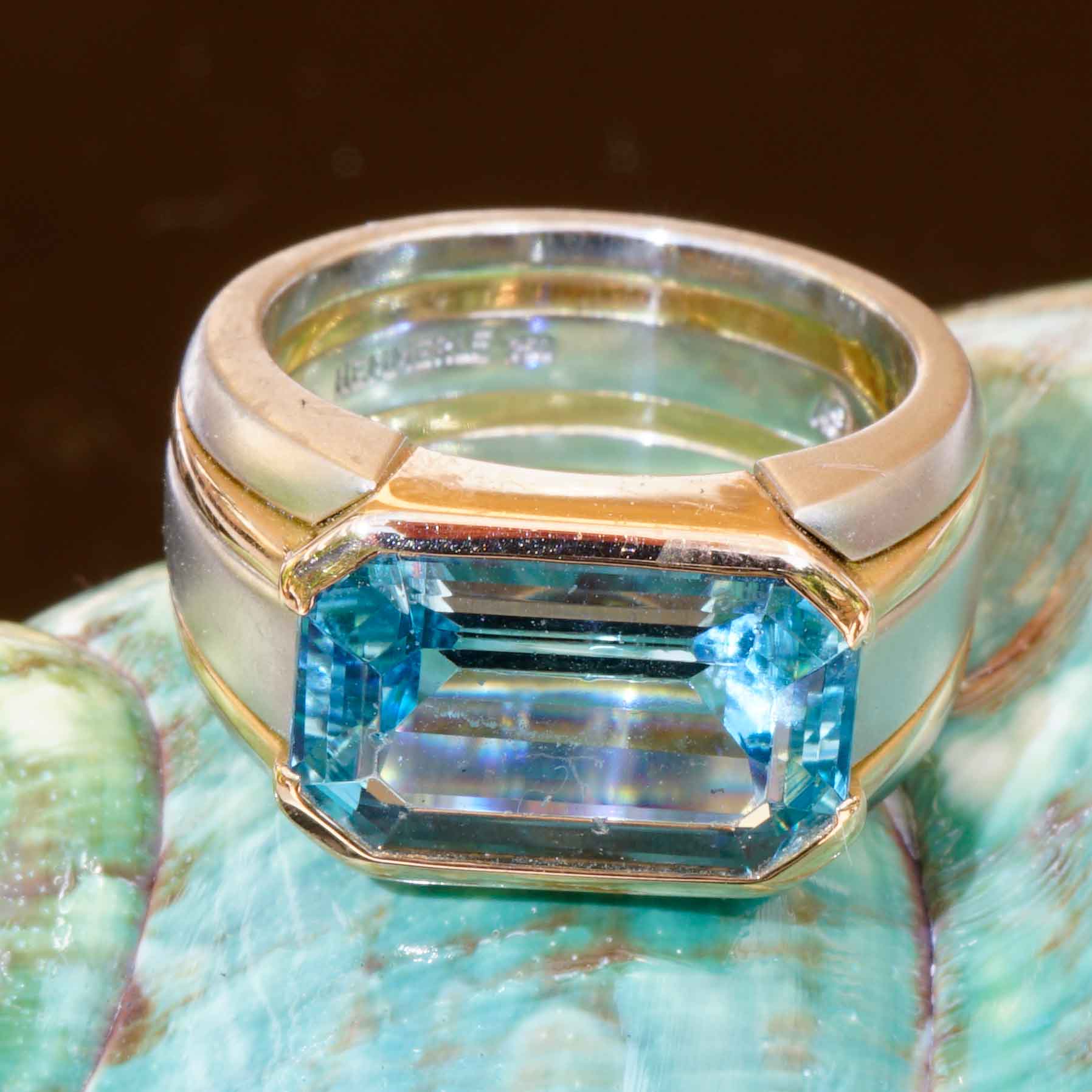 Hemmerle Munich Aquamarin Bracelet and Ring 750er Gold Platinum 16 and 5  ct Santa Maria