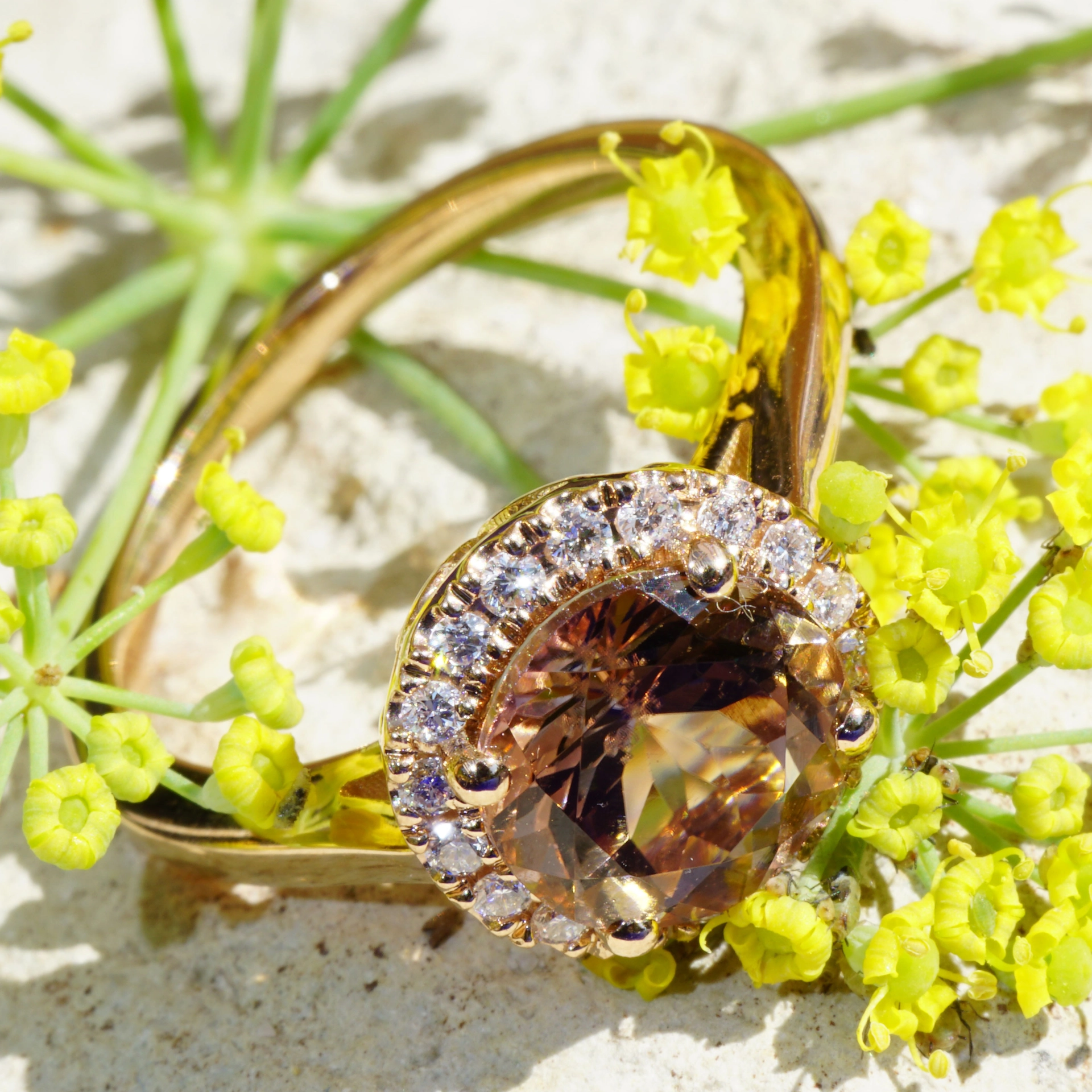 Turmalin Ring 18 kt Rosegold made in Valenza Springcolors