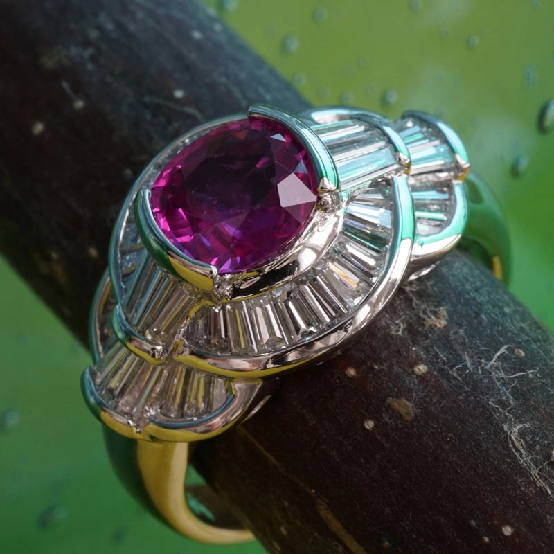 Rubin-Diamant-Ring-900er-Platin-1.35 ct-1.12 ct