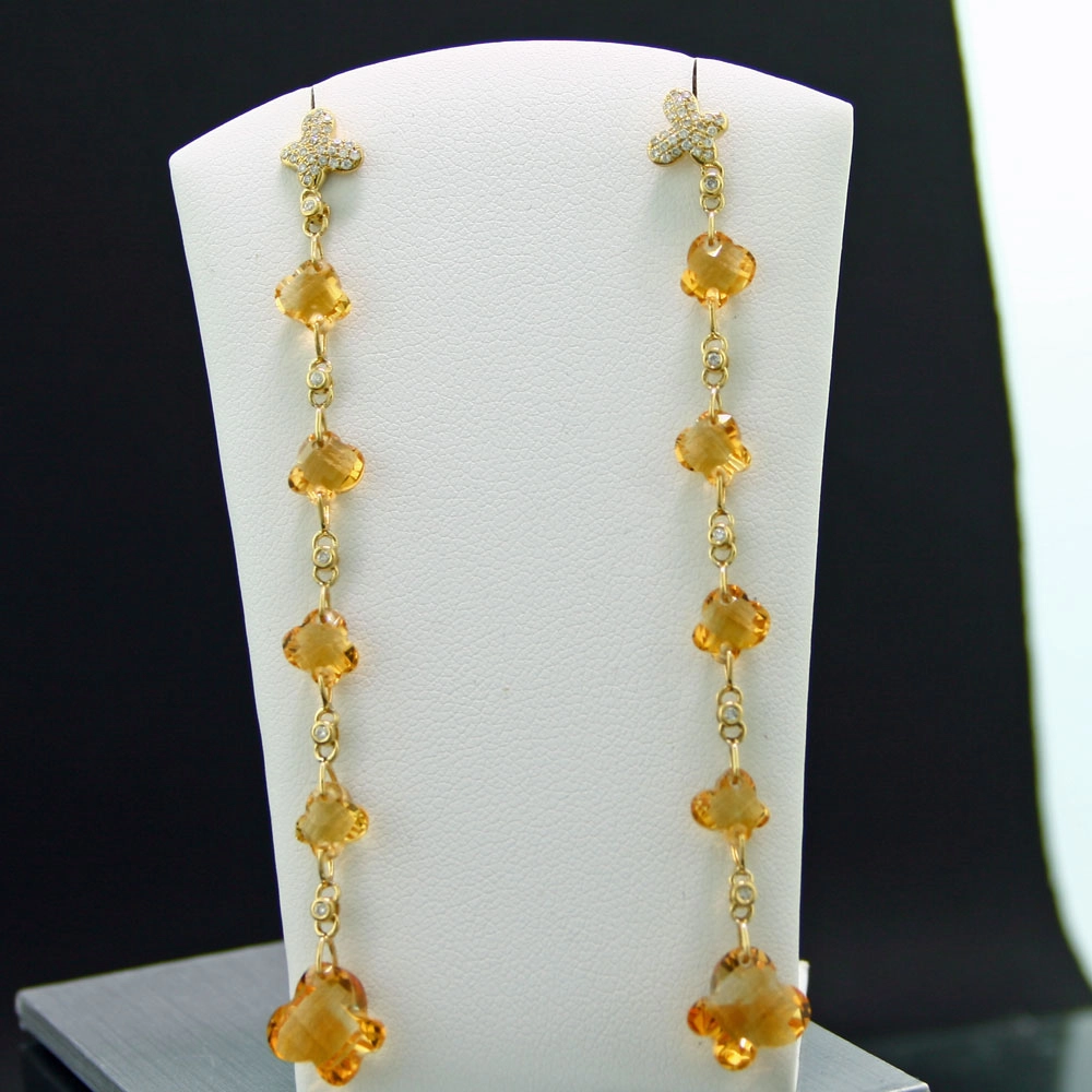 Citrin-Brillant-Ohrhänger, 750/-GG/-18 kt