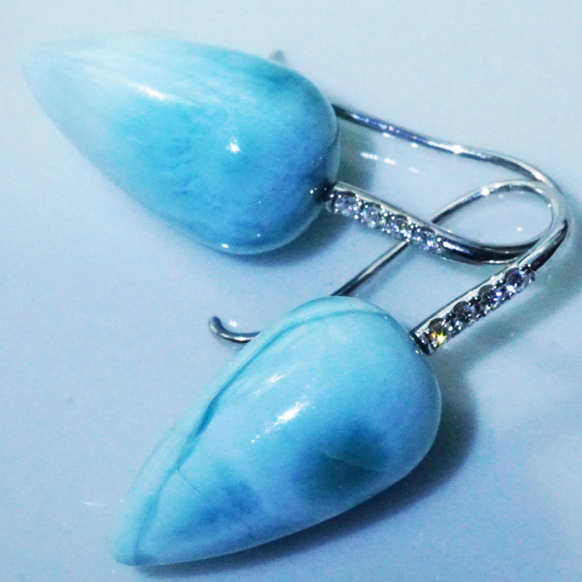 Larimar Brilliant Earring 18 kt White Gold Caribic Feeling