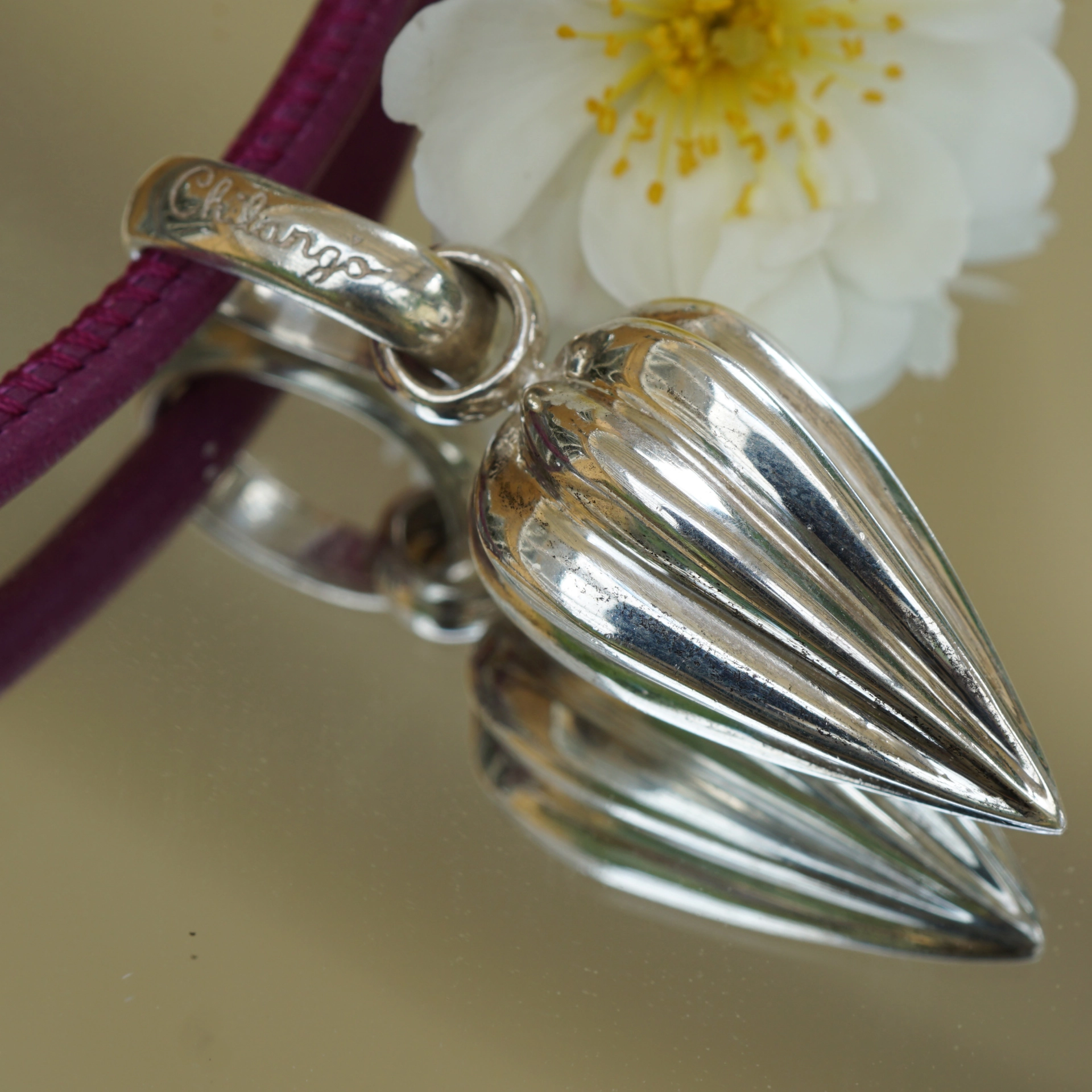 Chilango Anhänger Stopper 925er Silber 53 x 16,5 mm Lotusblume gross