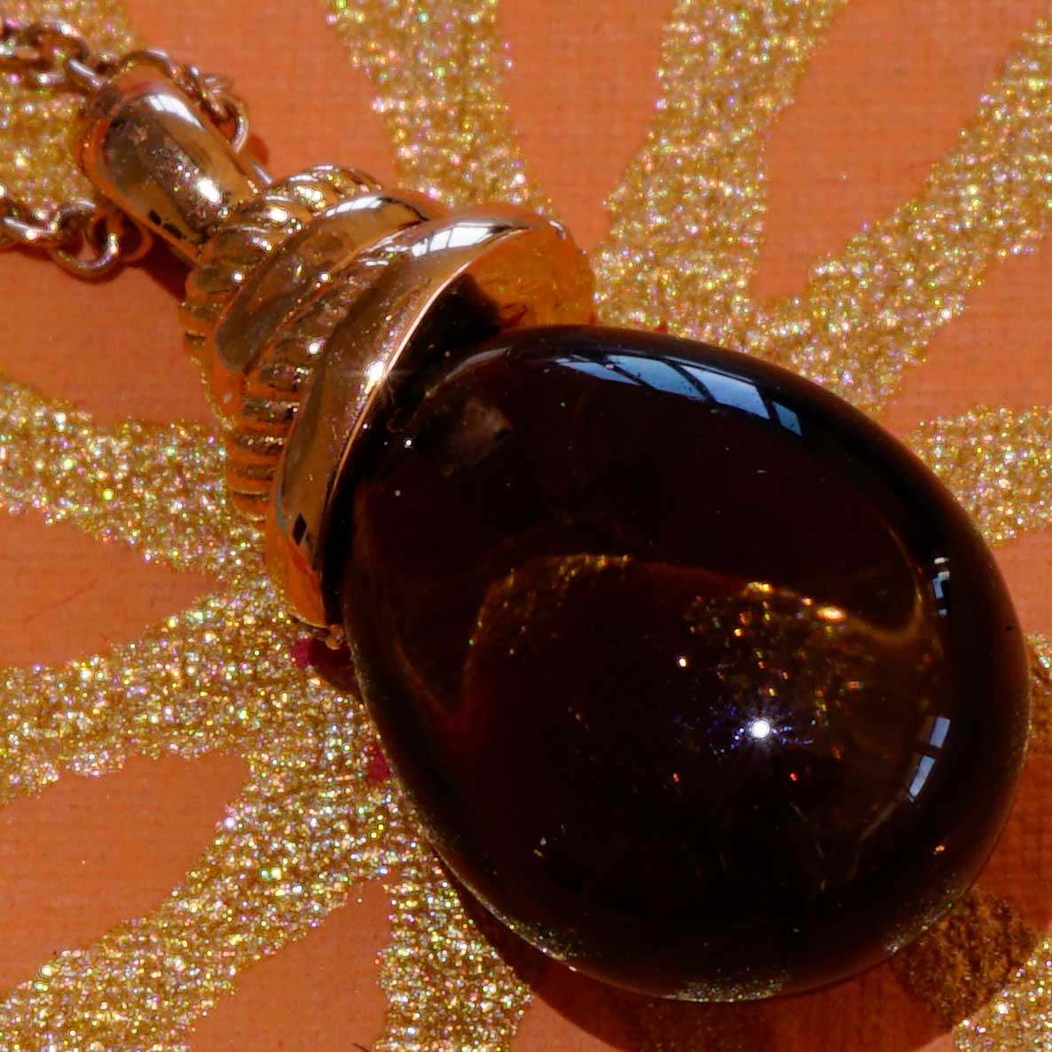 For sailors... Smoky Quartz Brilliant Pendant with Chain 750 Rose Gold... delicate Knot Shape with Drop