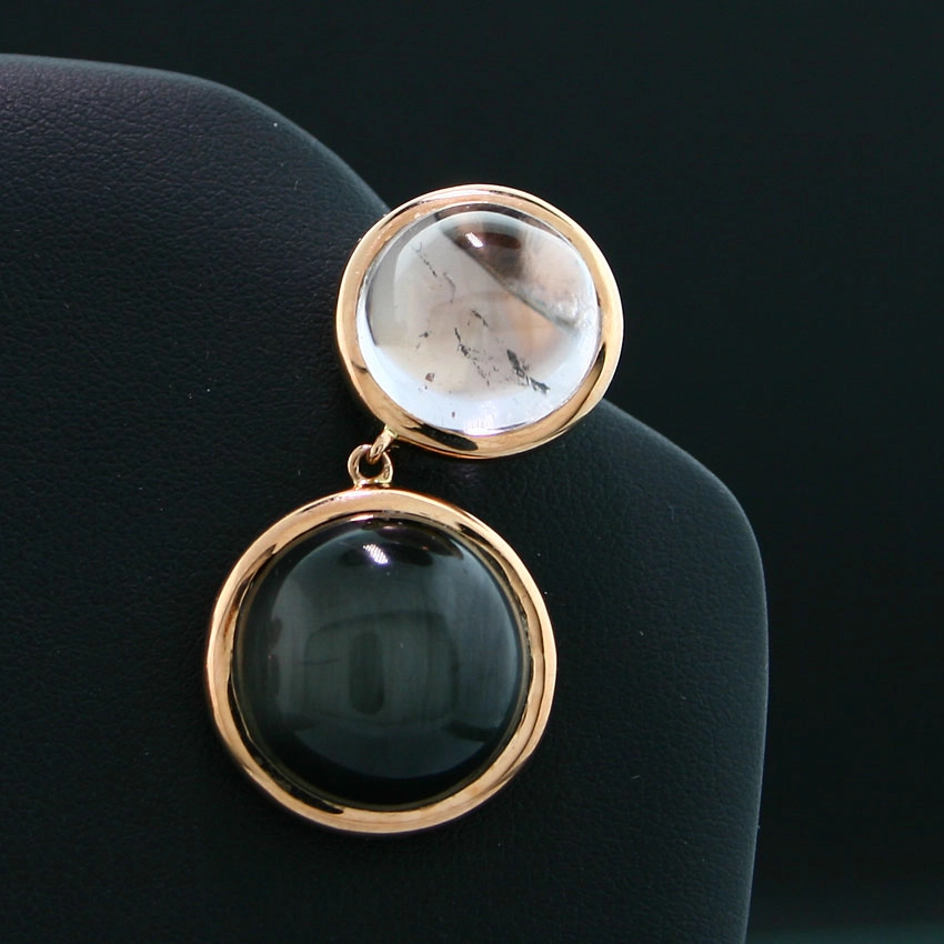 Kunzit-Quarz-Ohrstecker mit Clip, 750er-Gold, Rosegold