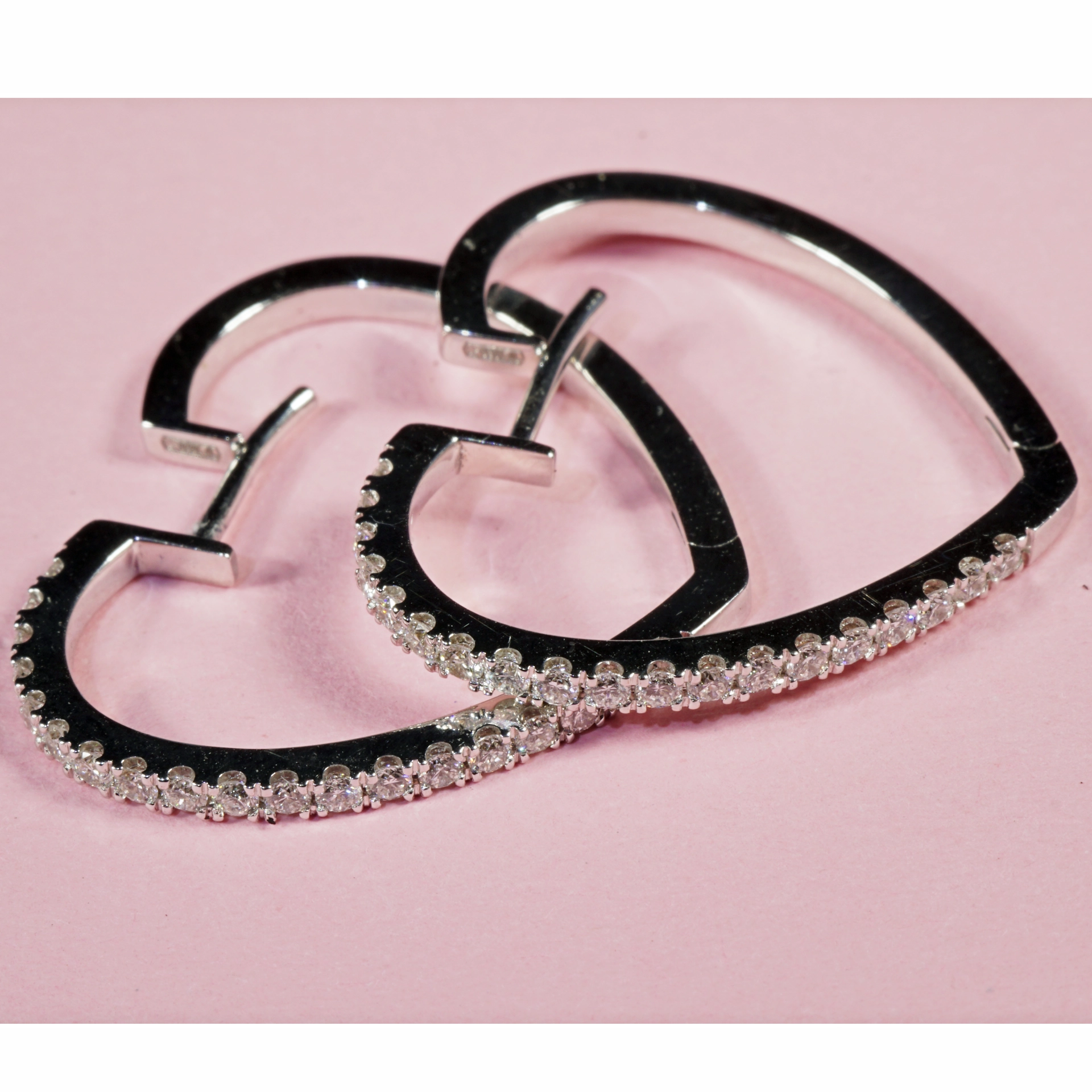 Heartshaped Brilliant Creoles....italian Life Energy for every Day...18 kt Heart Gold