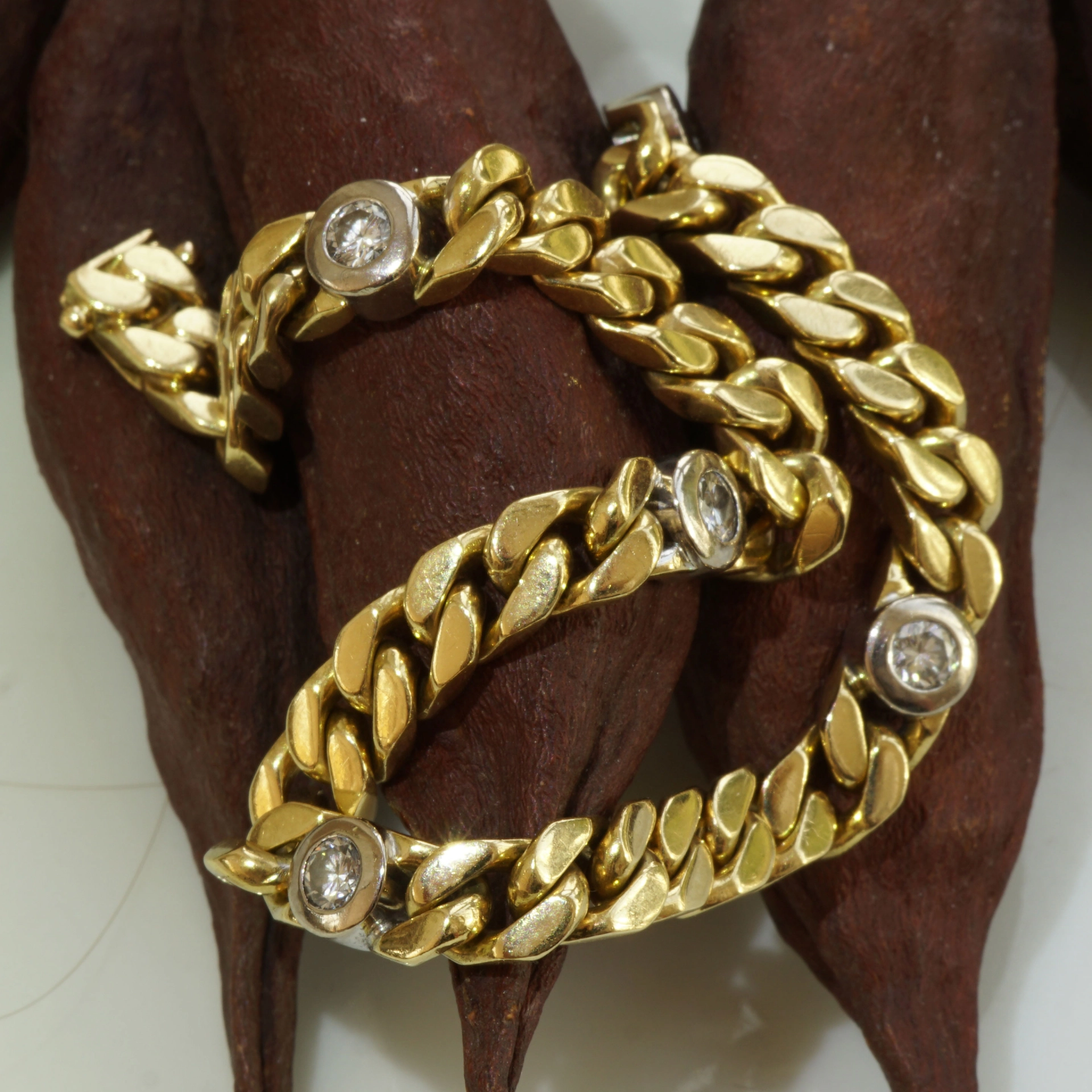 Armor Bracelet with Diamond 18 kt Yellowgold and Whitegold 40 grams 0.50 ct TW VS-SI