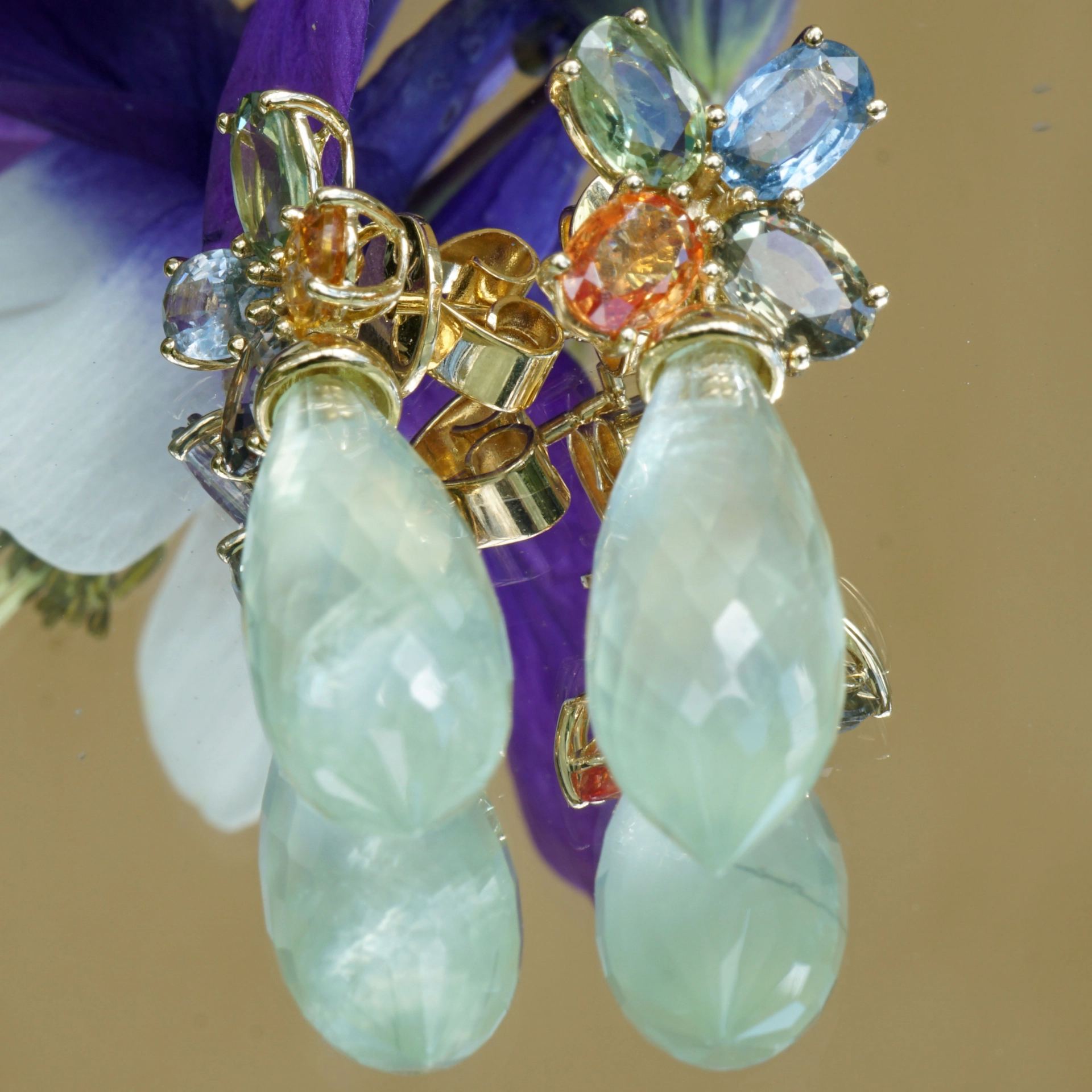 Ohrstecker Saphir bunt Prehnit 750er Gelbgold GREAT WE CELEBRATE COLORS-