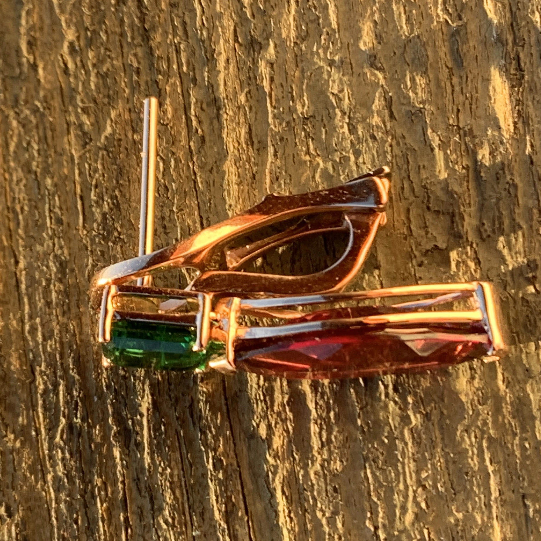Tsavorith Rhodolith Ohrhänger m. Stecker 750er Rosegold 4.82 ct 1.22 ct...DRAGONIA