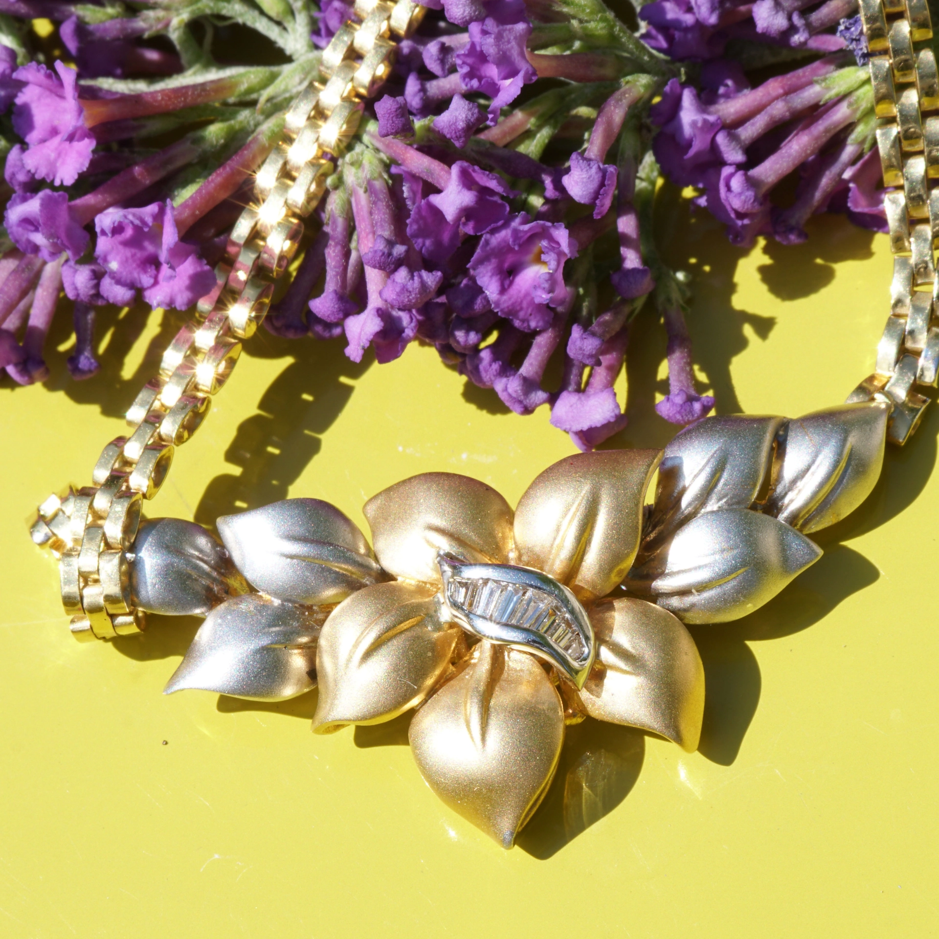 Diamond Necklace in Form of Petal Arrangement...Diamonds and 18kt Gold