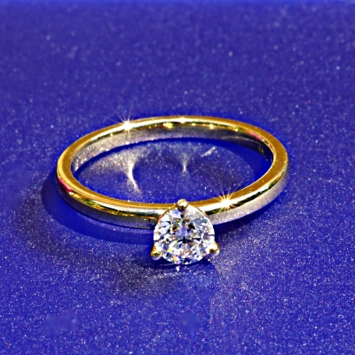 Round full cut brilliant Ring 0.50 ct D (very fine white) / VS2 (very small inclusions) with GIA report 18 kt Gold