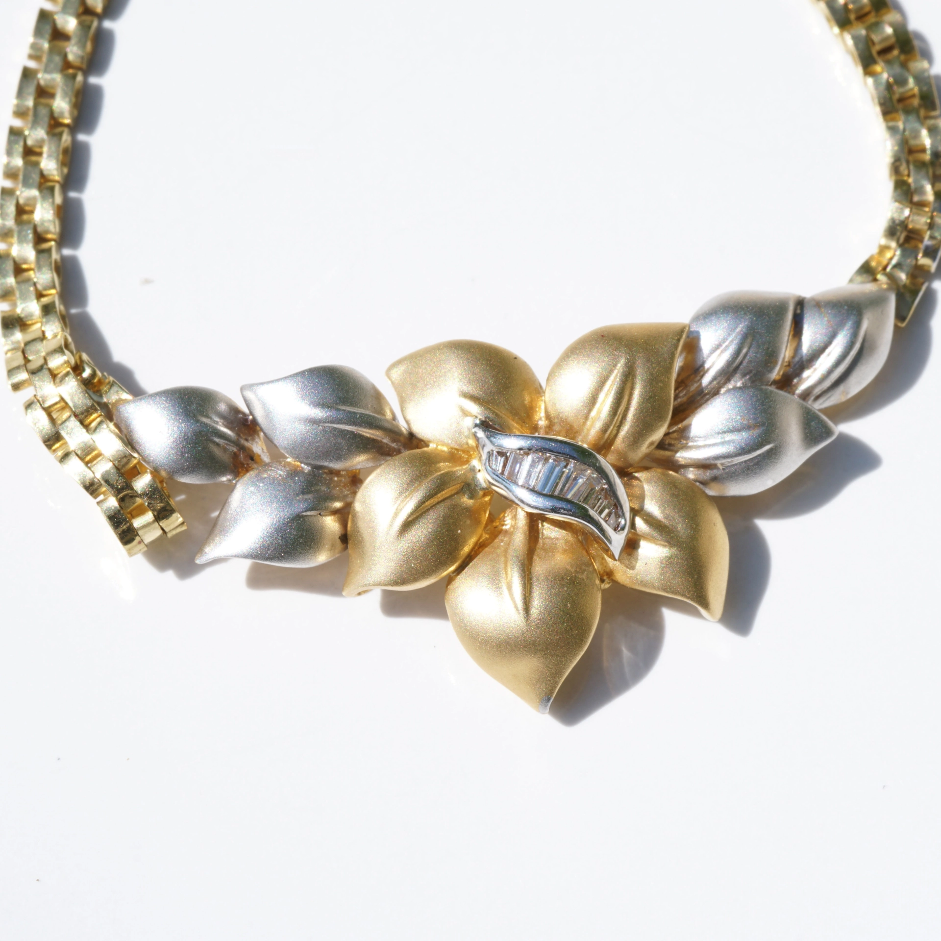 Diamond Necklace in Form of Petal Arrangement...Diamonds and 18kt Gold