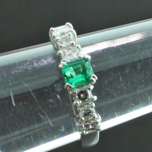 Smaragd-Brillant-Ring, 900er-Platin