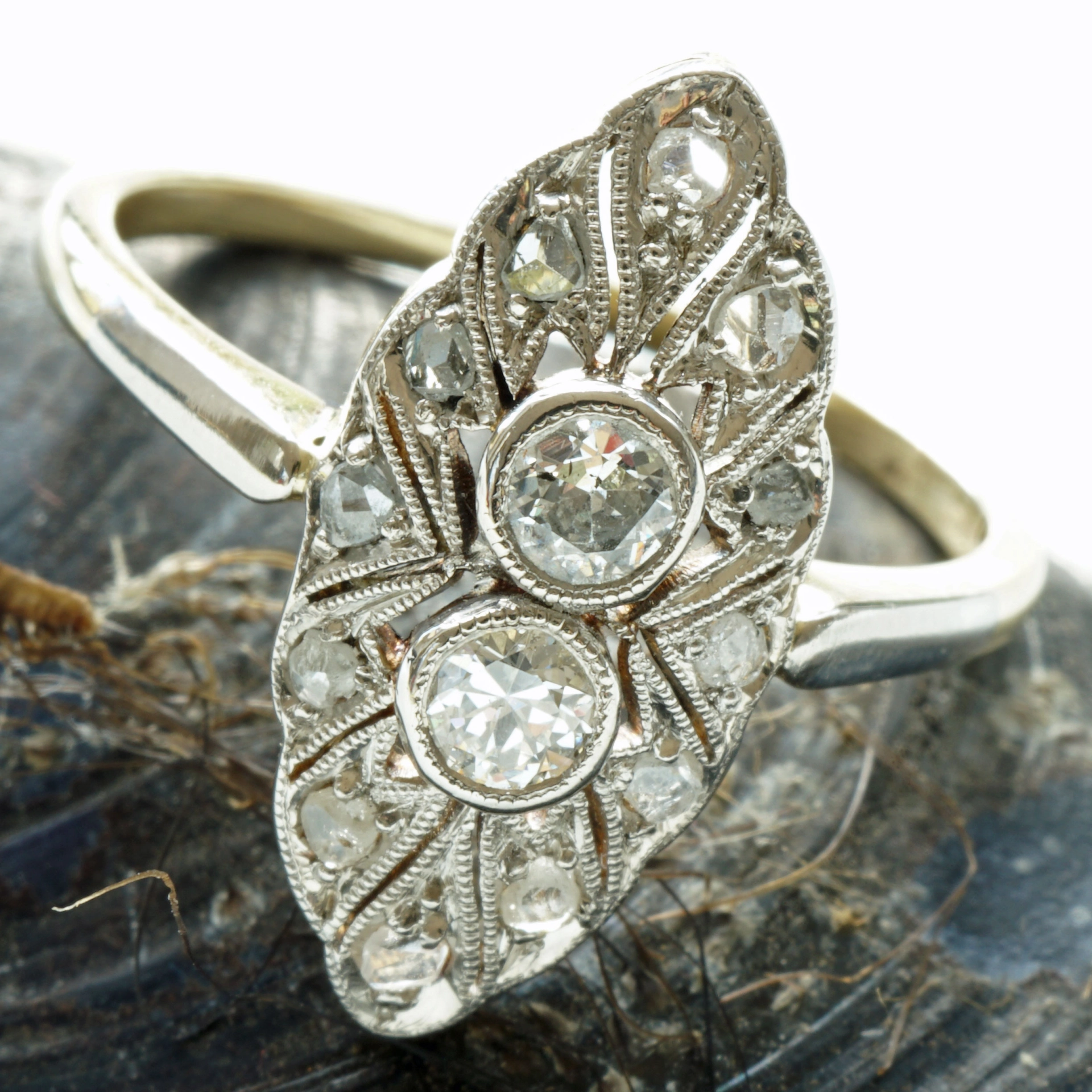 Art Deco Ring 1920-1930...Palladium and Diamonds...so elegant