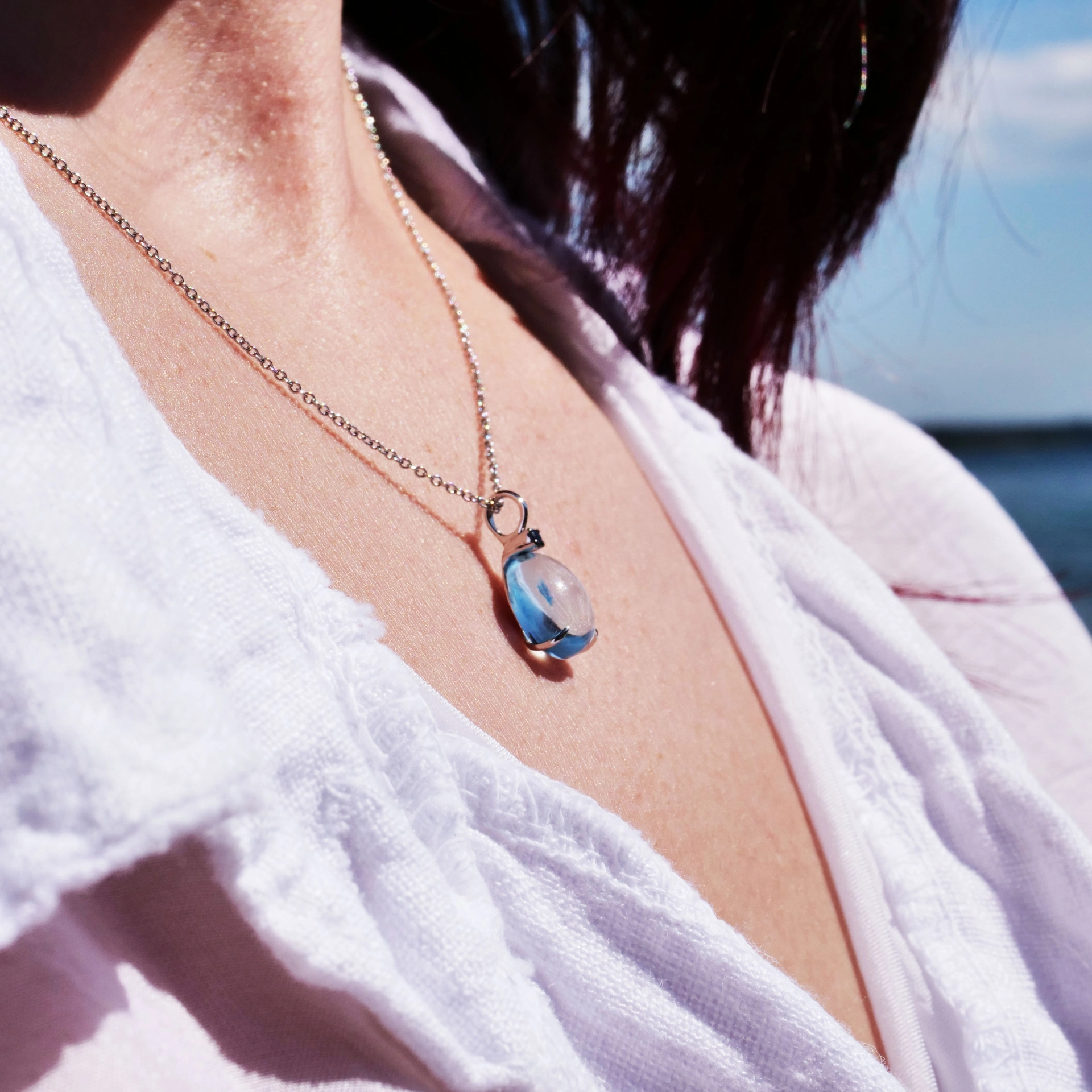 Waterdrop Pendant...soo sweet...with bluetopaz and saphire...made in Italy