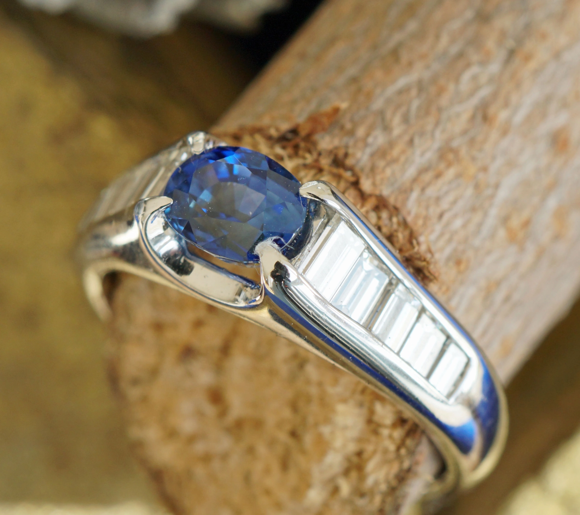 Saphir Diamant Ring in 900er Platin