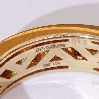 Leo Wittwer Enamel Ring 750 Rose Gold 0.10 ct 10 Grams Heavy Cold Enamel UNISEX