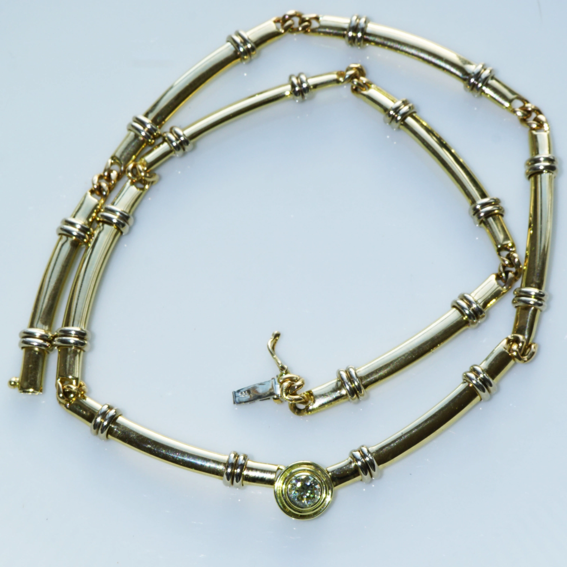 Diamond Necklace 0.42 ct M IF .....a good investment...24,3 grams 585/14kt Yellowgold