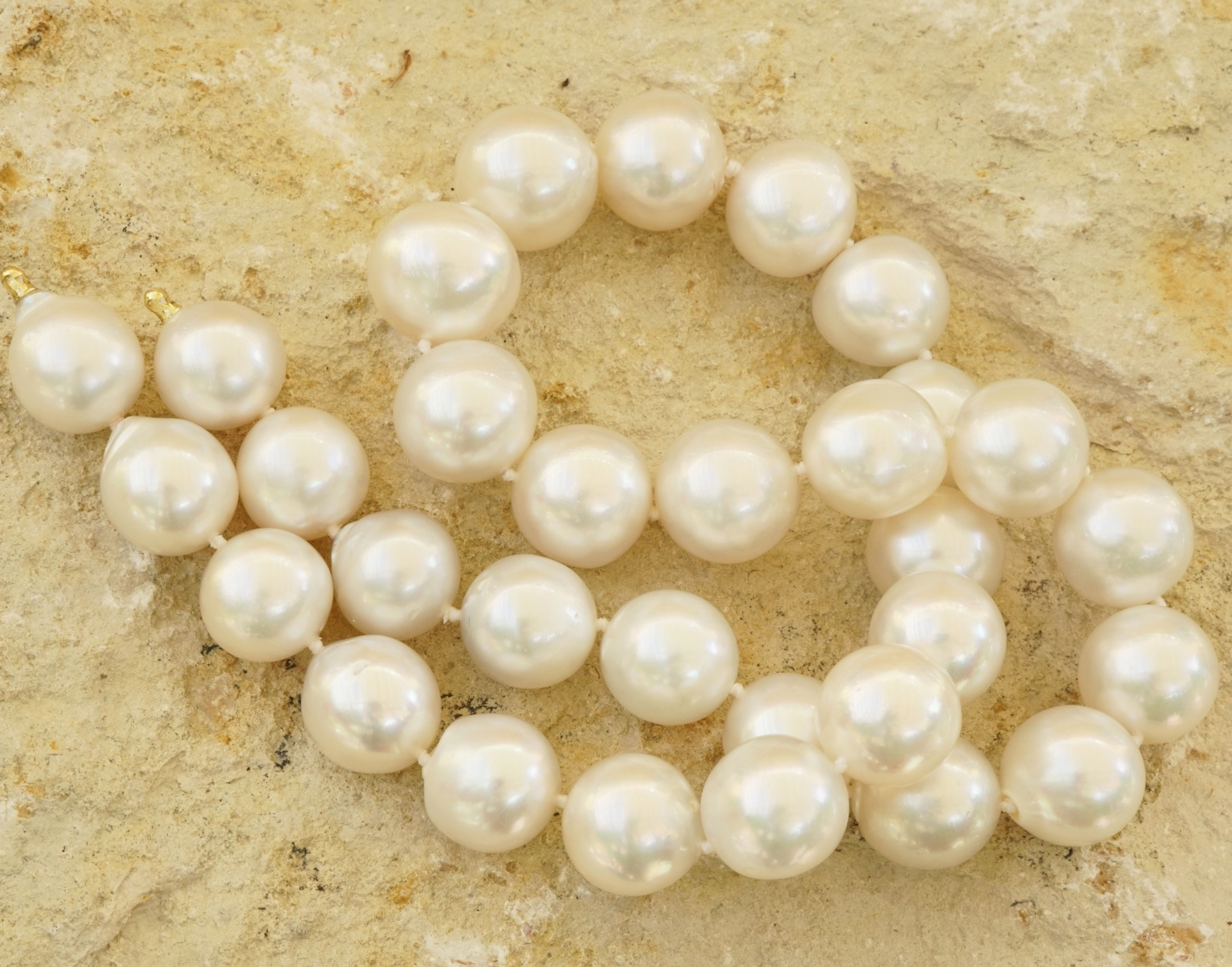 Südsee Zuchtperl Collier 13-15,3 mm weiß rund-l.unrund